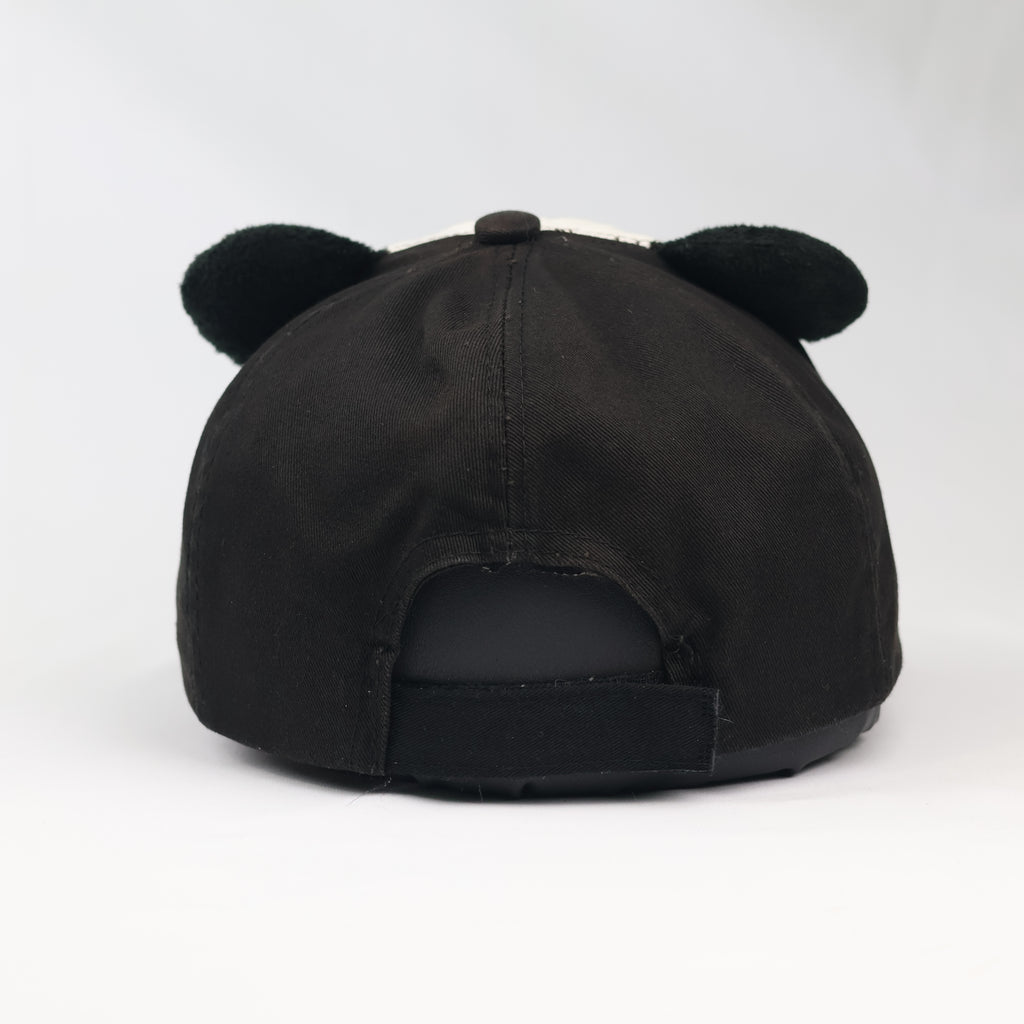 Cute Panda Face Baseball Cap with Plush Ears | Black & White Unisex Hat
