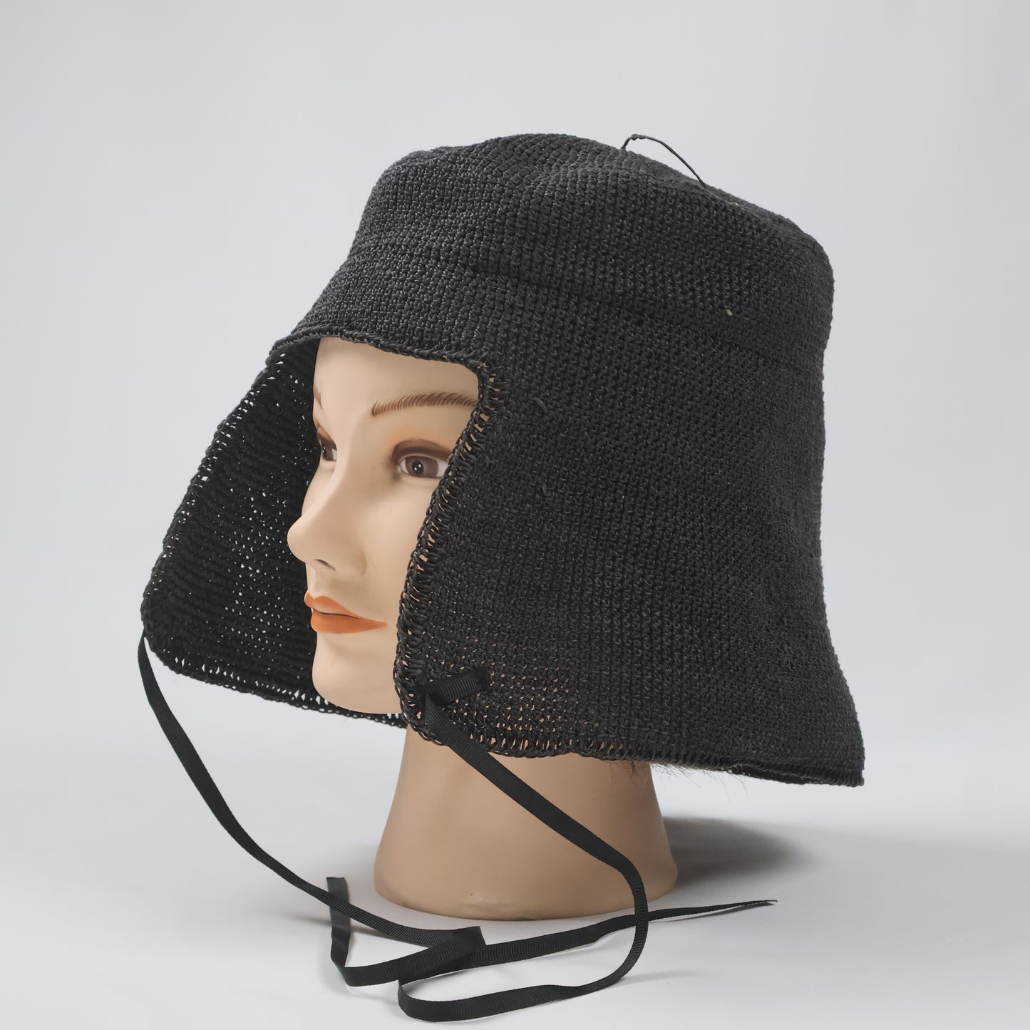 Unique Structured Ear Flap Bonnet - Black