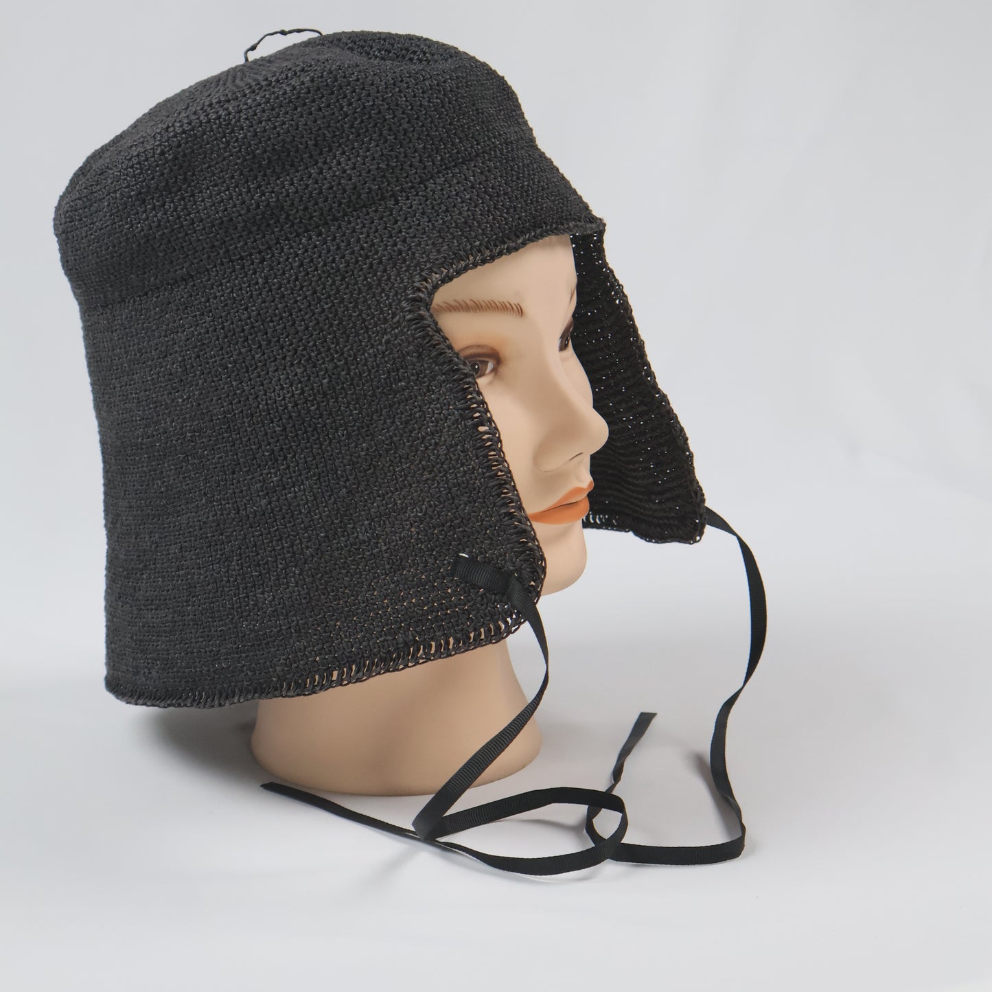 Unique Structured Ear Flap Bonnet - Black