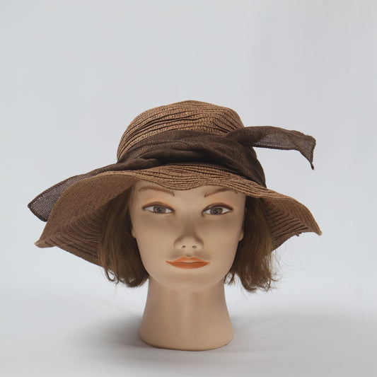 Classic Brown Floppy Hat with Bow Accent