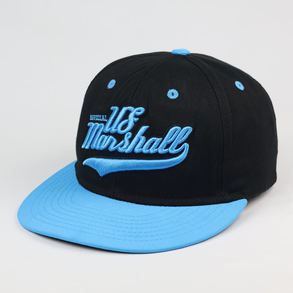 Official US Marshall Snapback Hat | Vintage Black & Sky Blue Cap