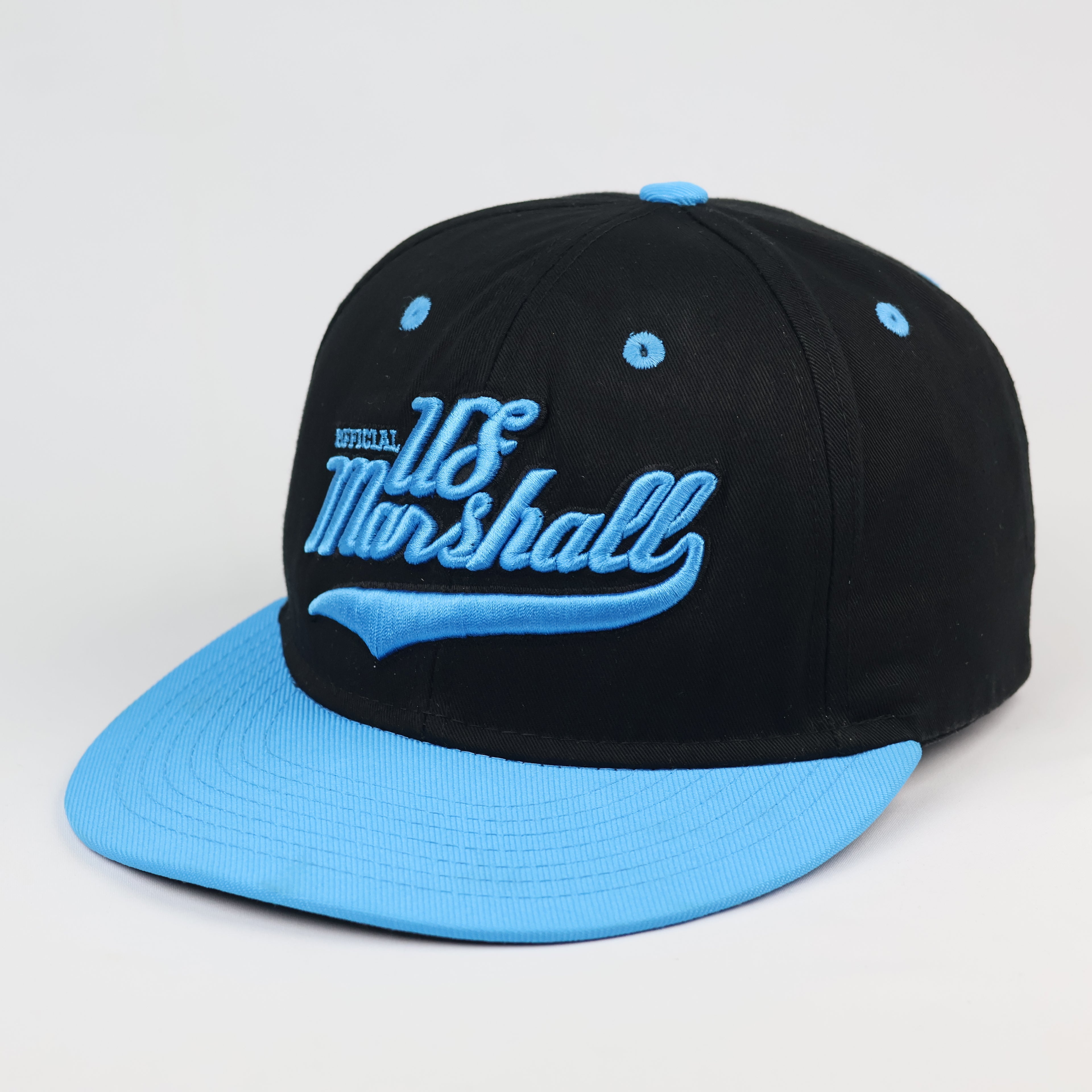 Official US Marshall Snapback Hat | Vintage Black & Sky Blue Cap