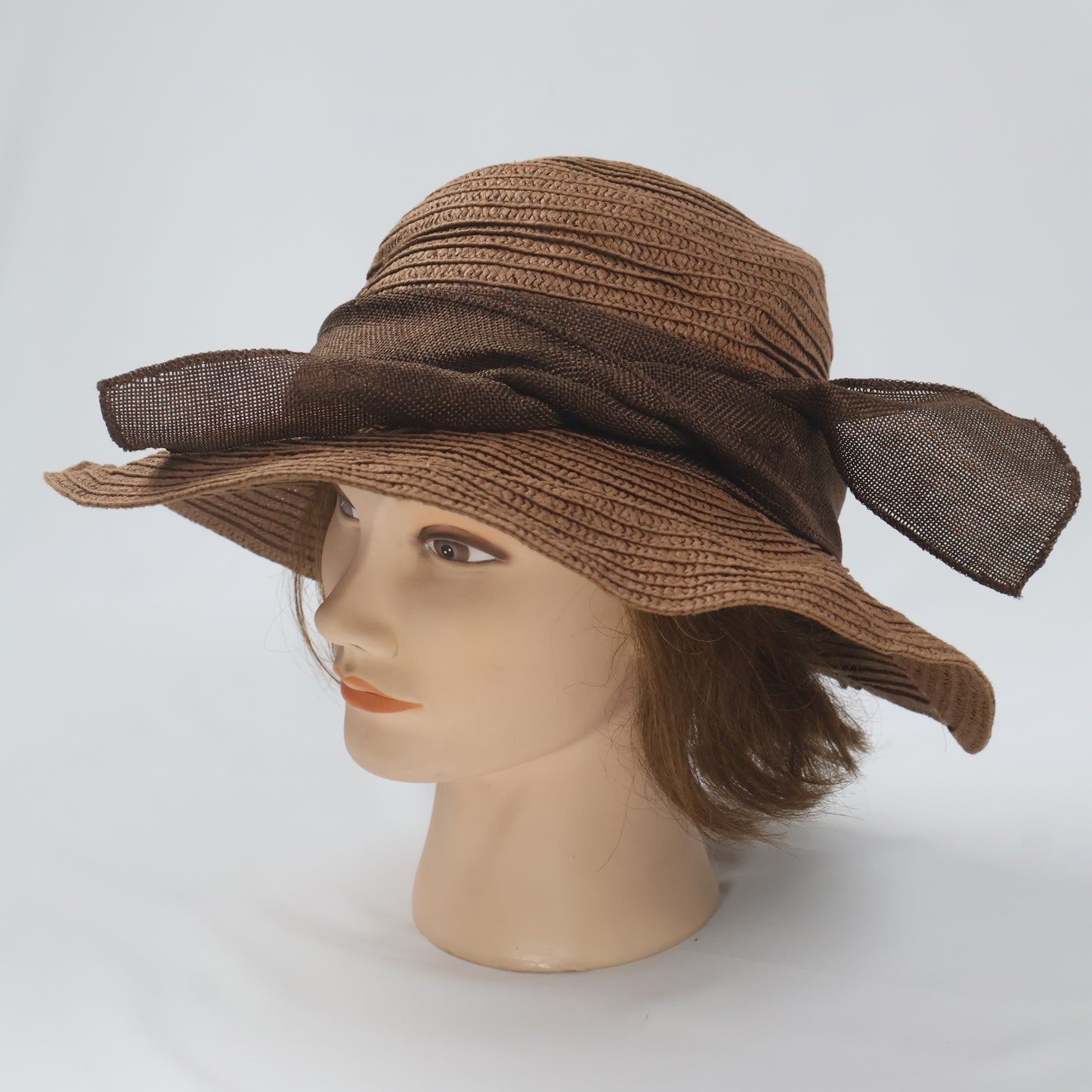 Classic Brown Floppy Hat with Bow Accent