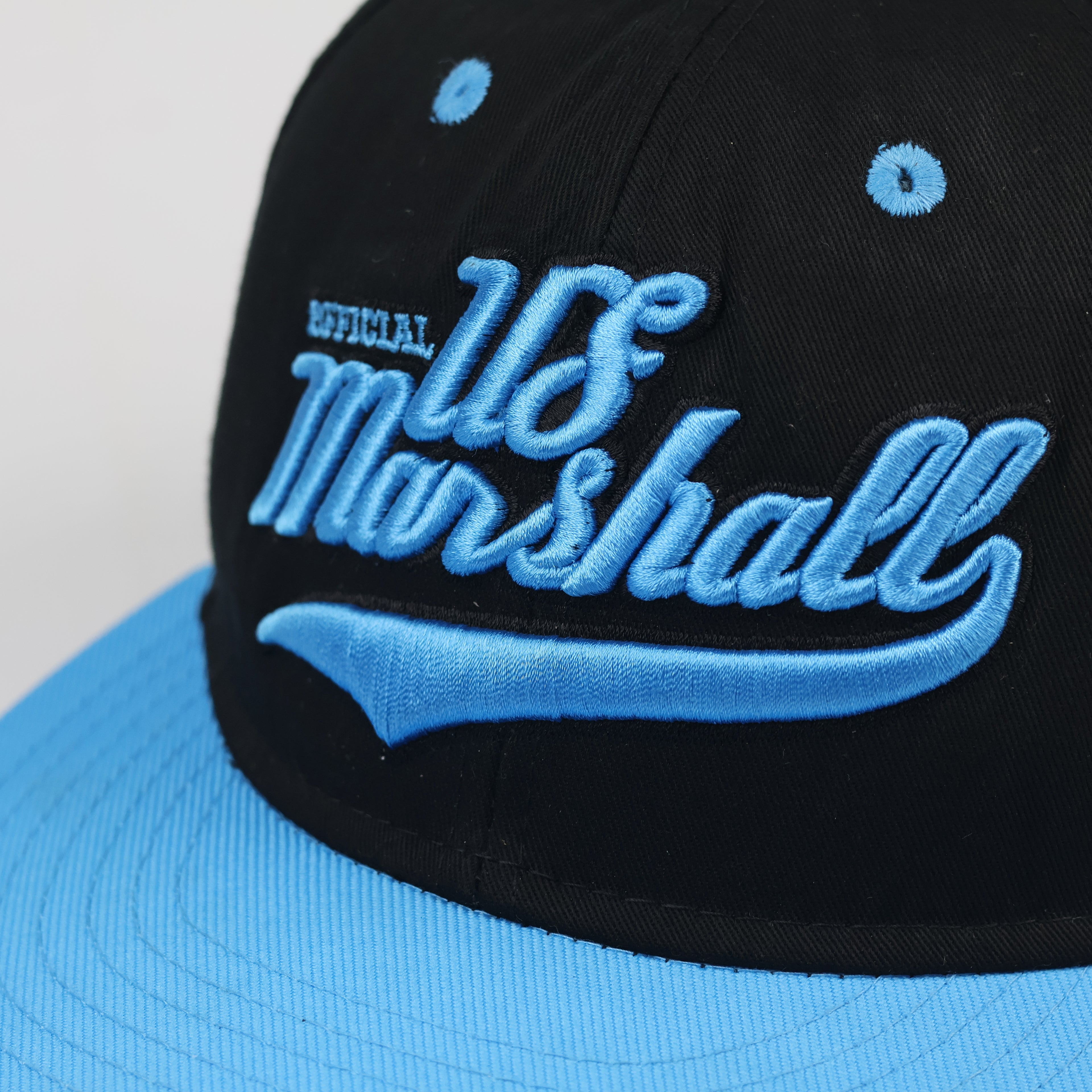 Official US Marshall Snapback Hat | Vintage Black & Sky Blue Cap