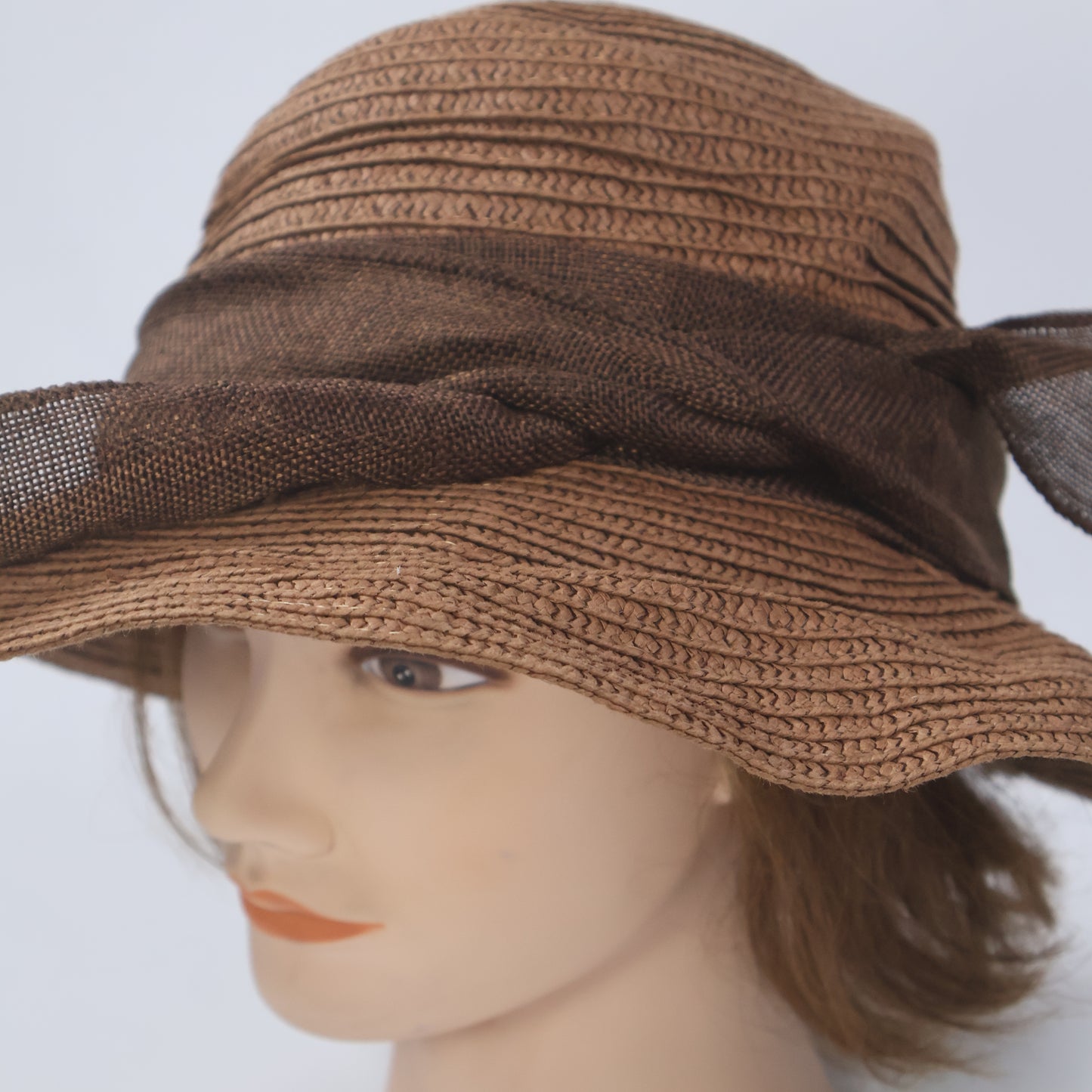 Classic Brown Floppy Hat with Bow Accent