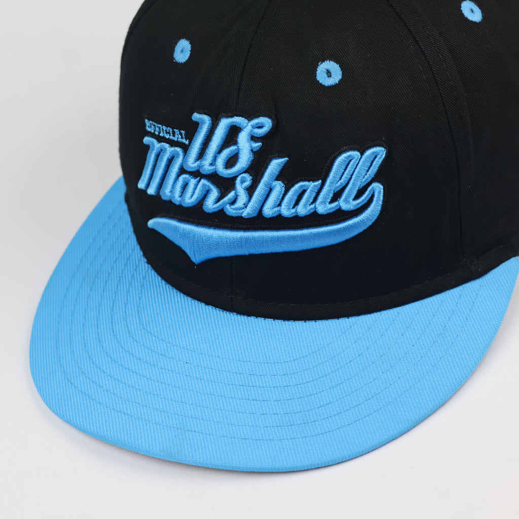 Official US Marshall Snapback Hat | Vintage Black & Sky Blue Cap