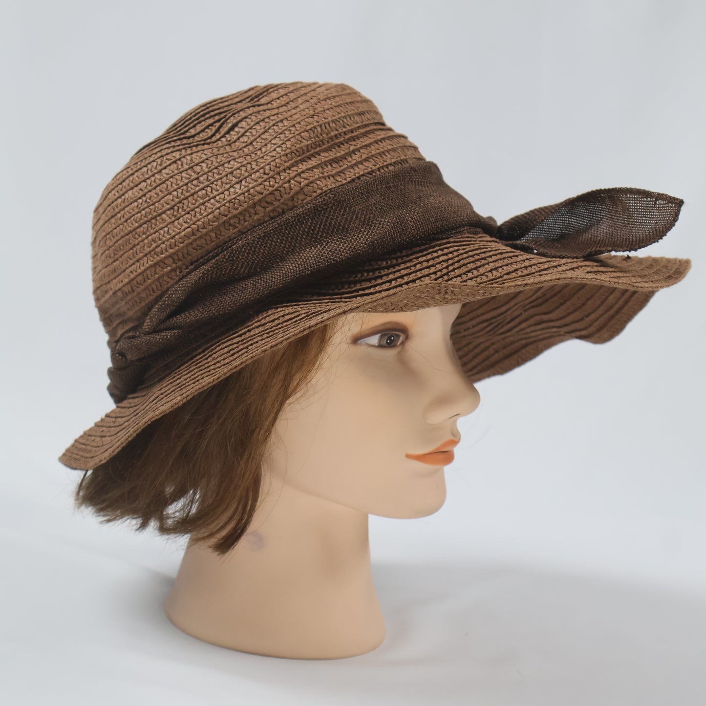 Classic Brown Floppy Hat with Bow Accent