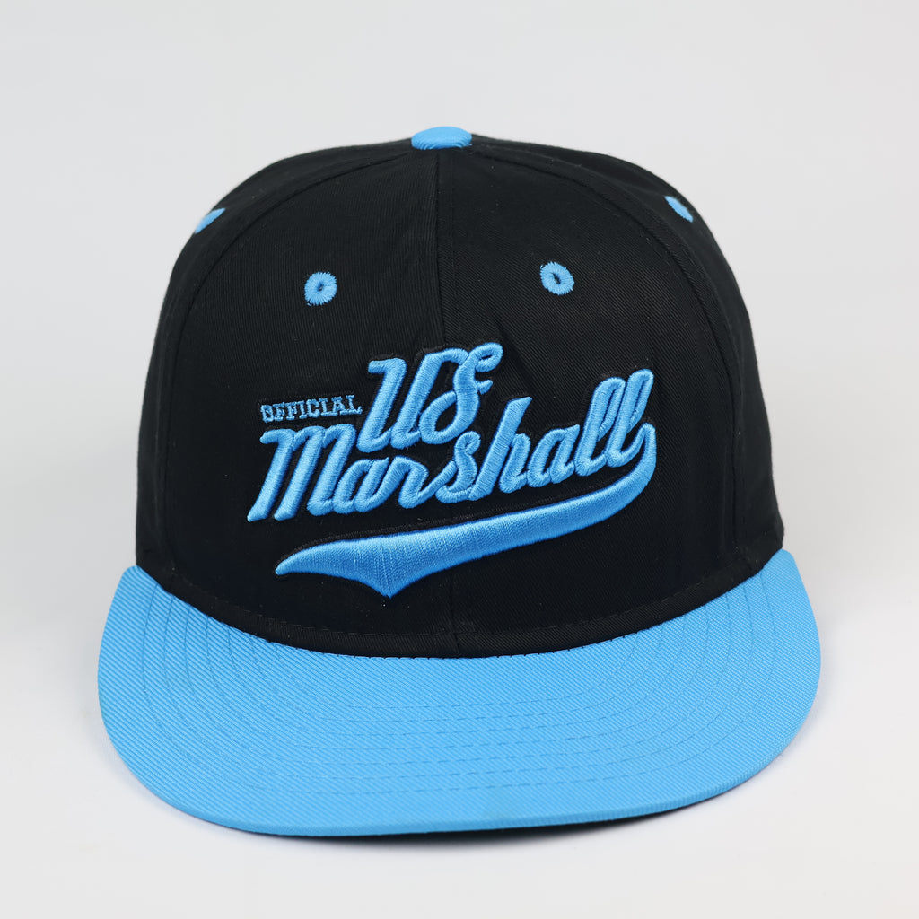 Official US Marshall Snapback Hat | Vintage Black & Sky Blue Cap