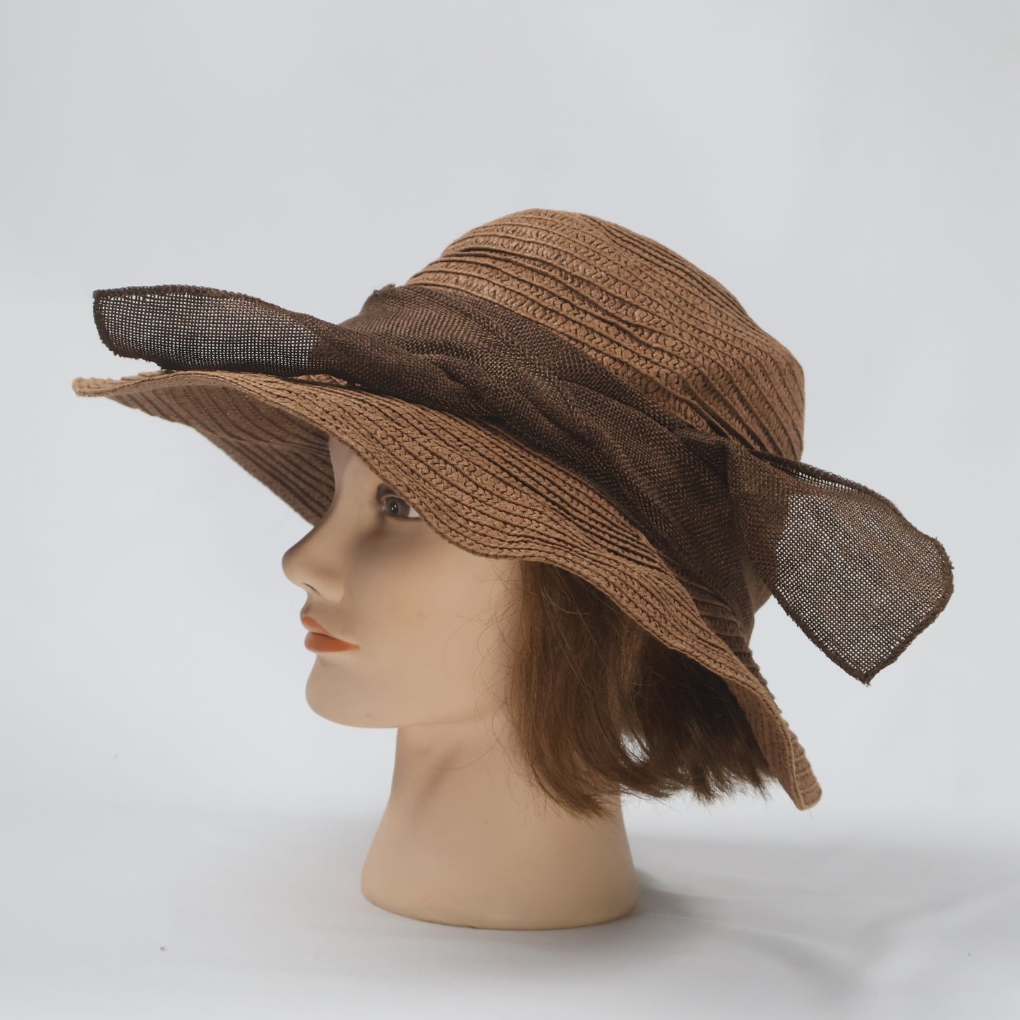 Classic Brown Floppy Hat with Bow Accent