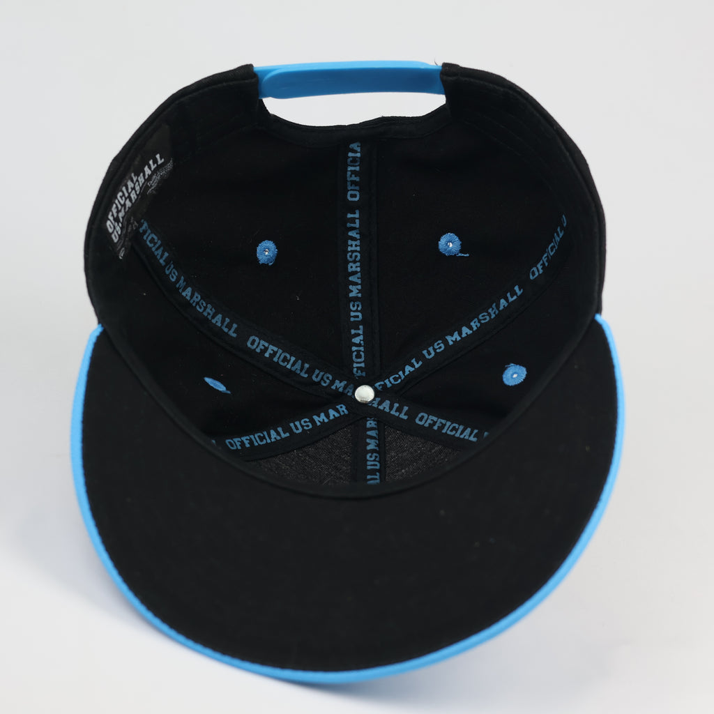 Official US Marshall Snapback Hat | Vintage Black & Sky Blue Cap