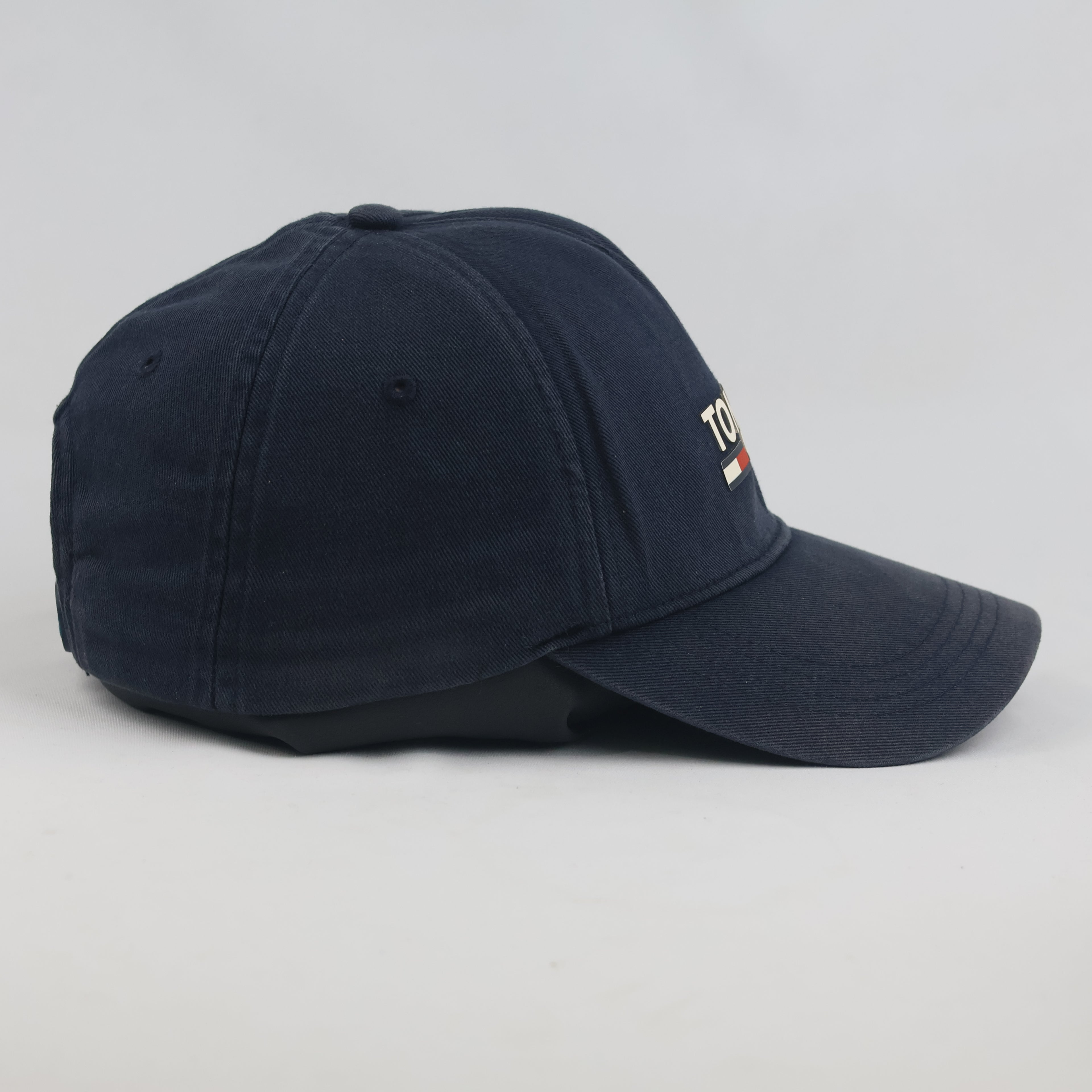 Thrifted Vintage Tommy Jeans Navy Blue Snapback Hat | Rubber Flag Logo Cap