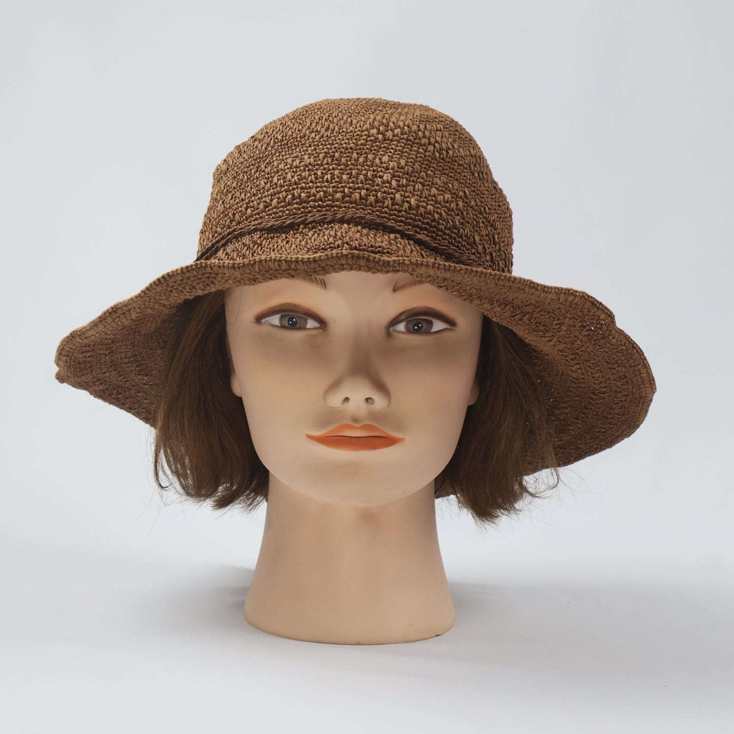Woven Sun Hat in Chocolate Brown