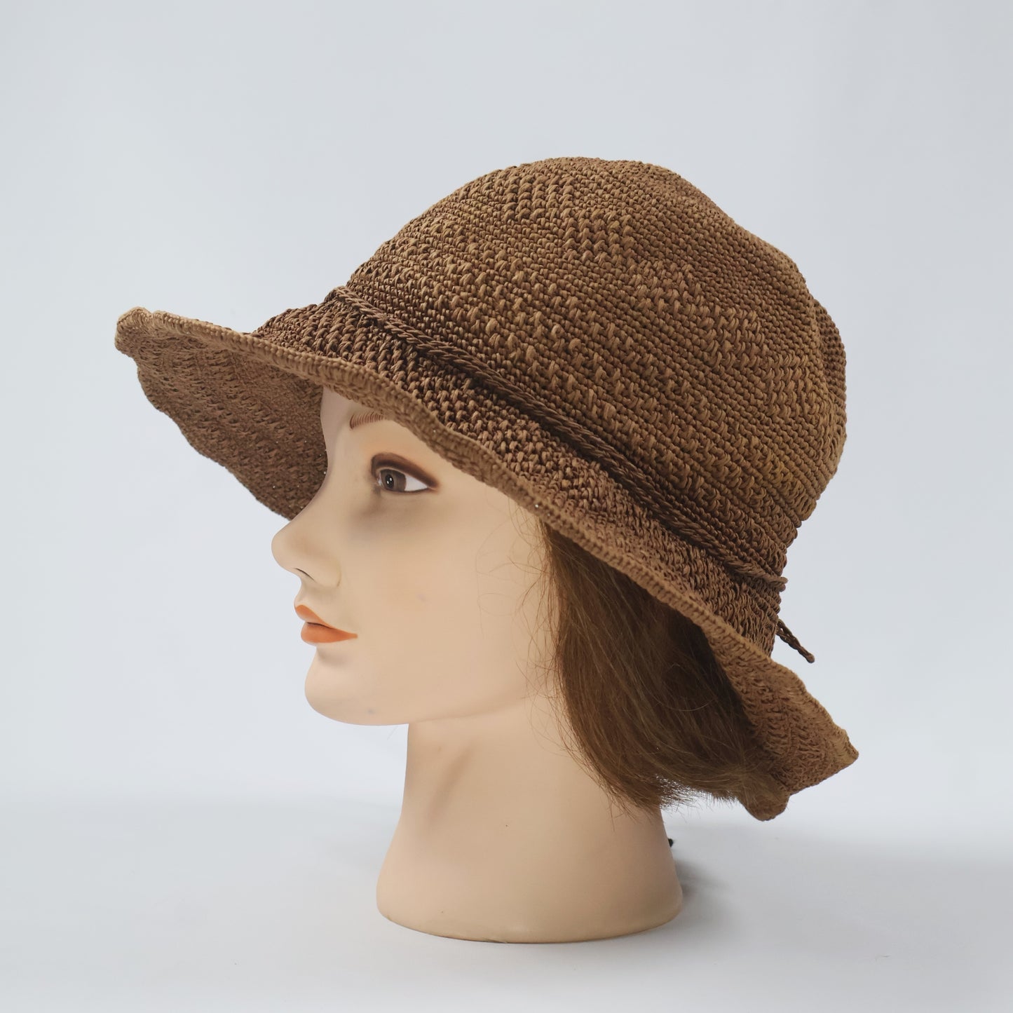 Woven Sun Hat in Chocolate Brown