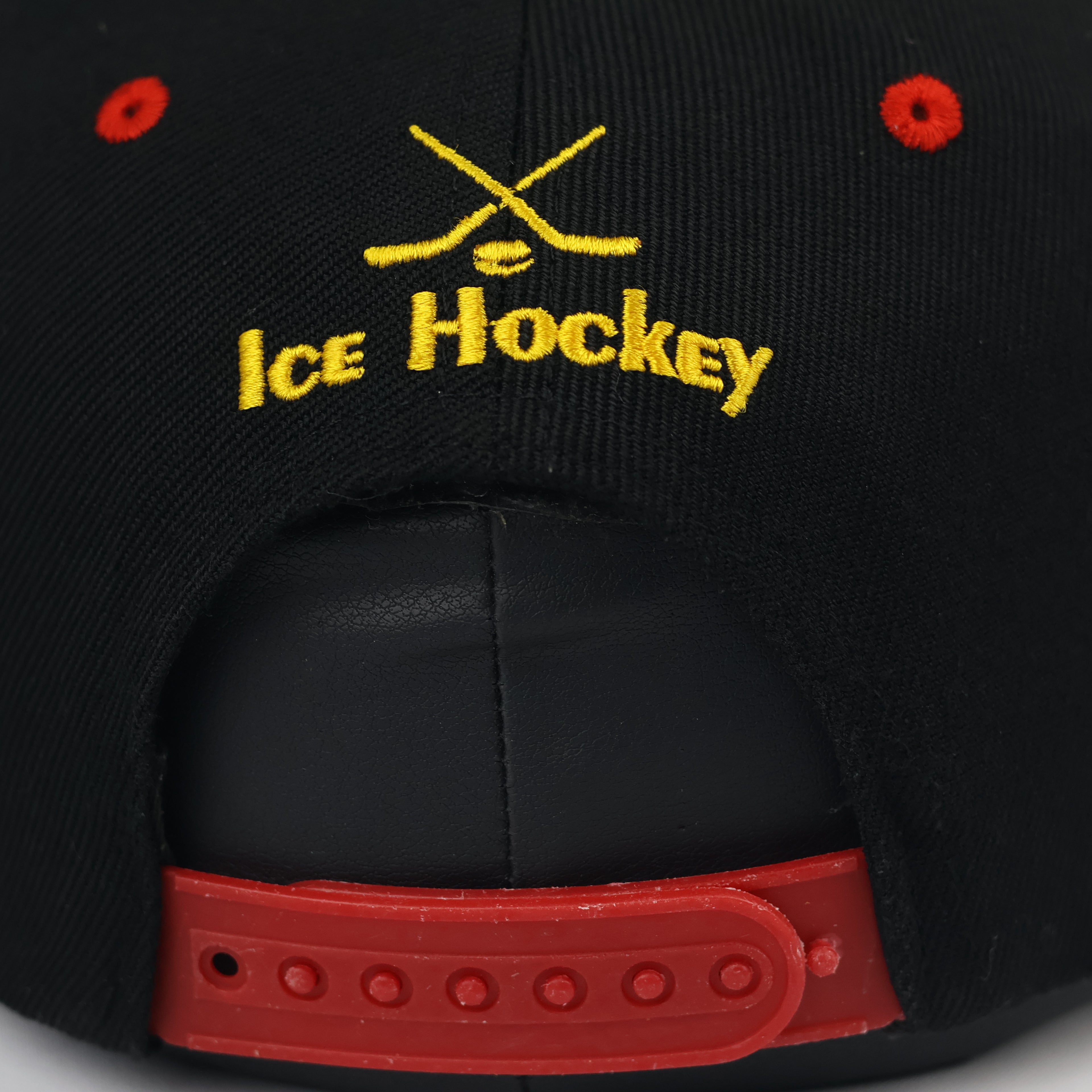 Vintage 2016 Ice Hockey Championship Snapback Hat | Black & Red