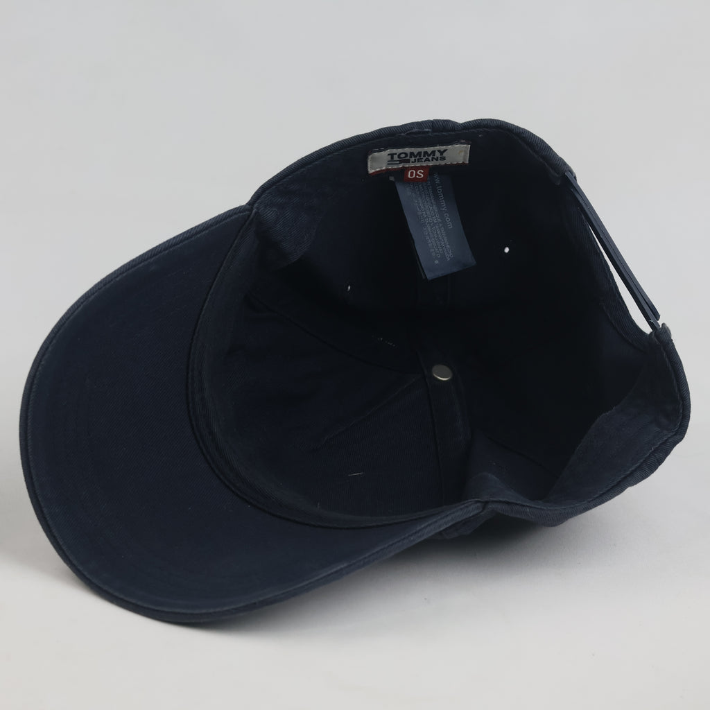 Thrifted Vintage Tommy Jeans Navy Blue Snapback Hat | Rubber Flag Logo Cap