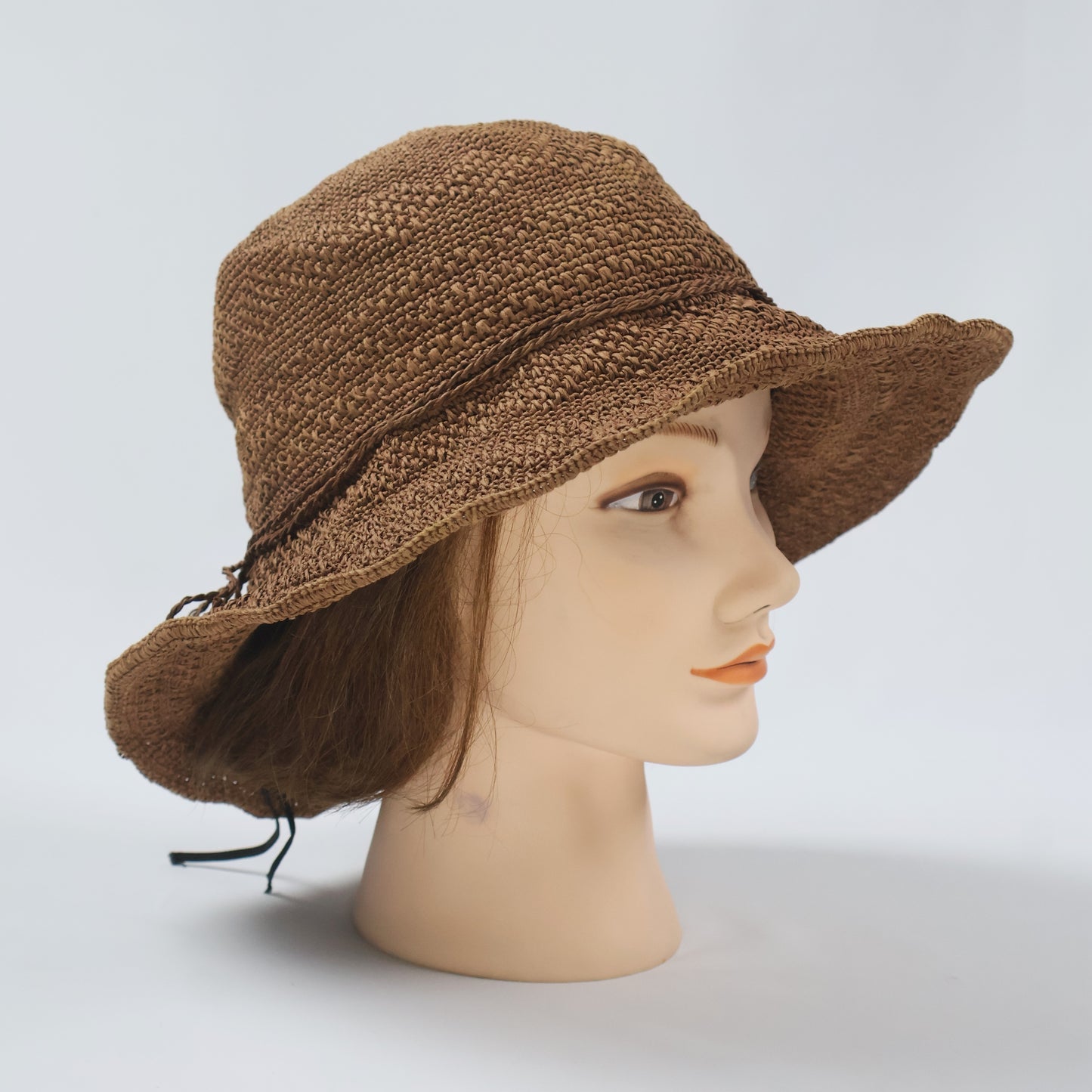Woven Sun Hat in Chocolate Brown