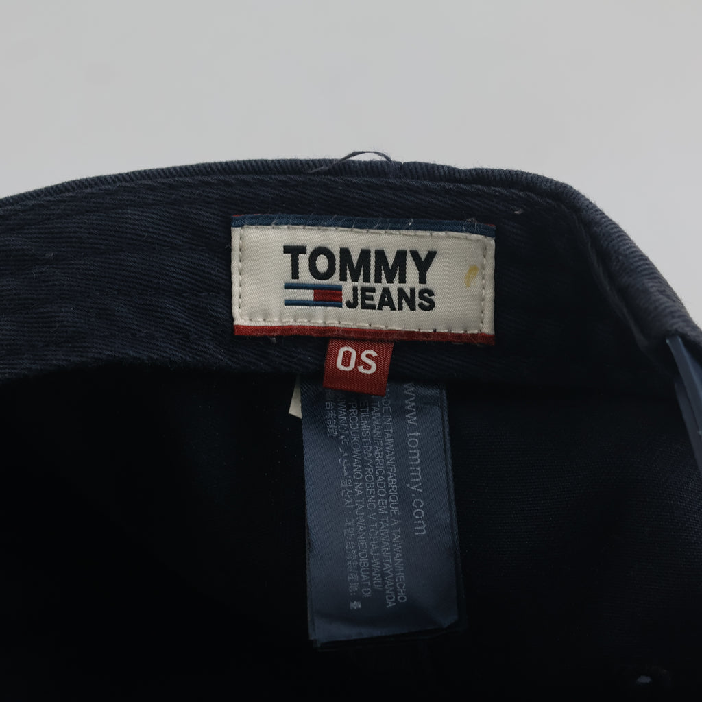 Thrifted Vintage Tommy Jeans Navy Blue Snapback Hat | Rubber Flag Logo Cap