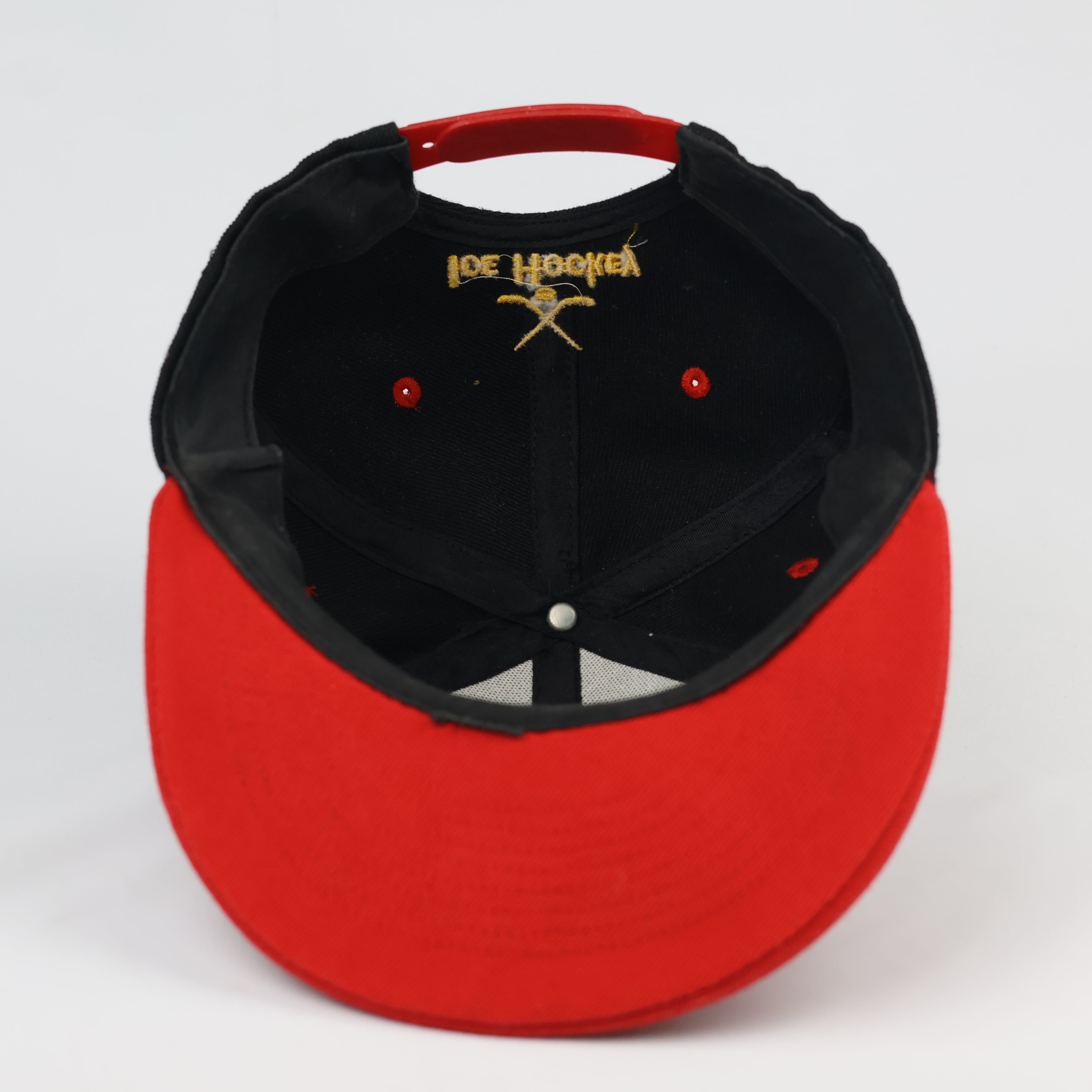 Vintage 2016 Ice Hockey Championship Snapback Hat | Black & Red