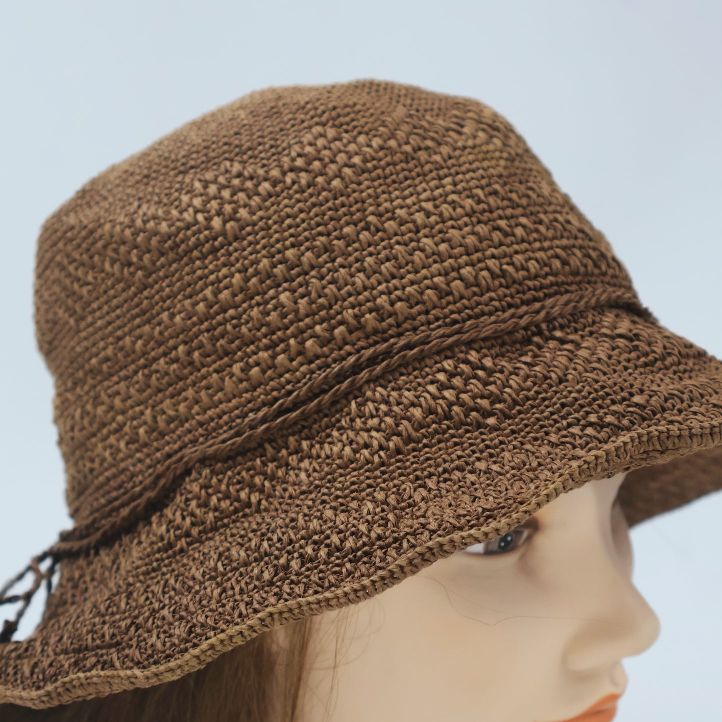 Woven Sun Hat in Chocolate Brown