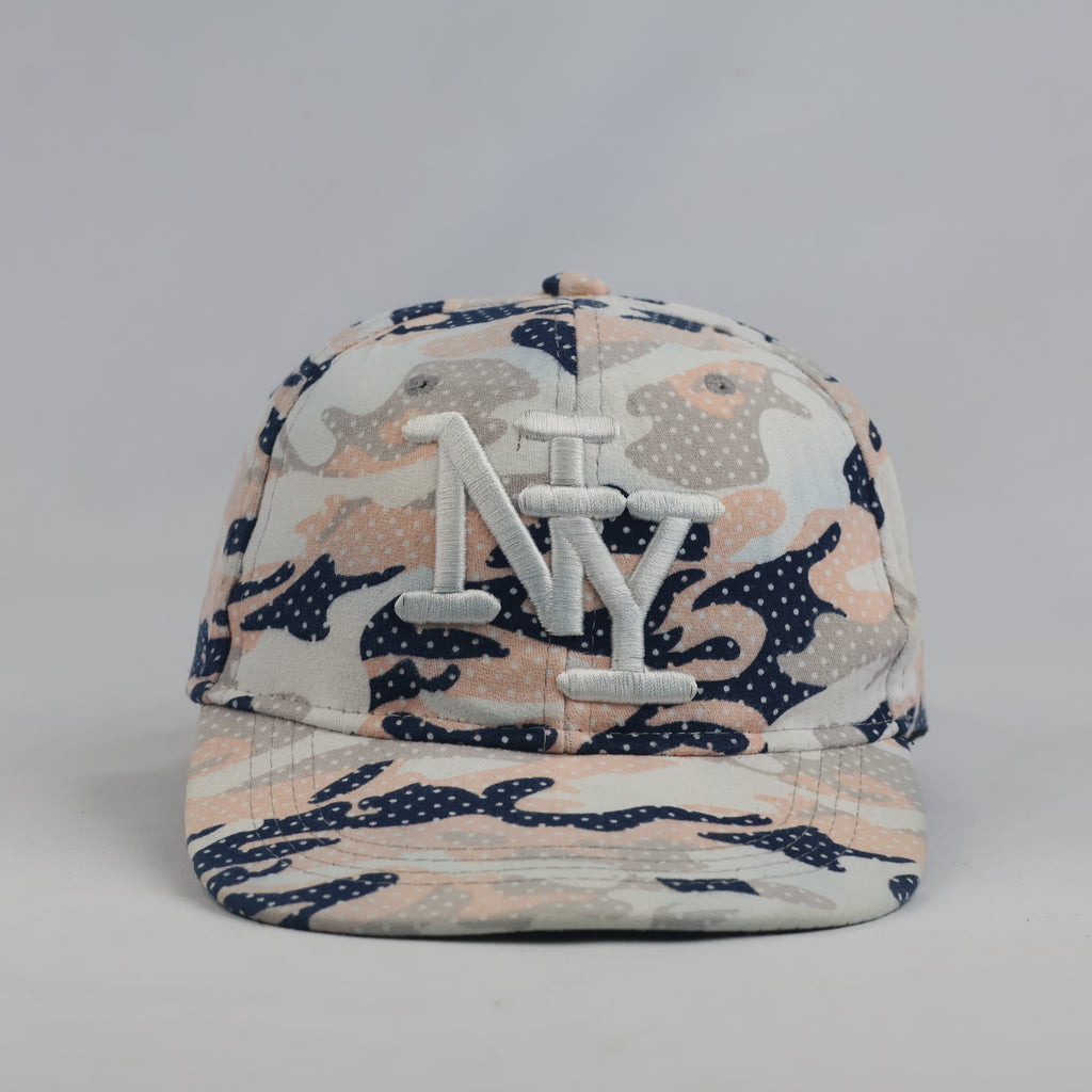 Vintage NY Embroidered Pink Camo Snapback Hat | Camouflage Flat Brim Cap