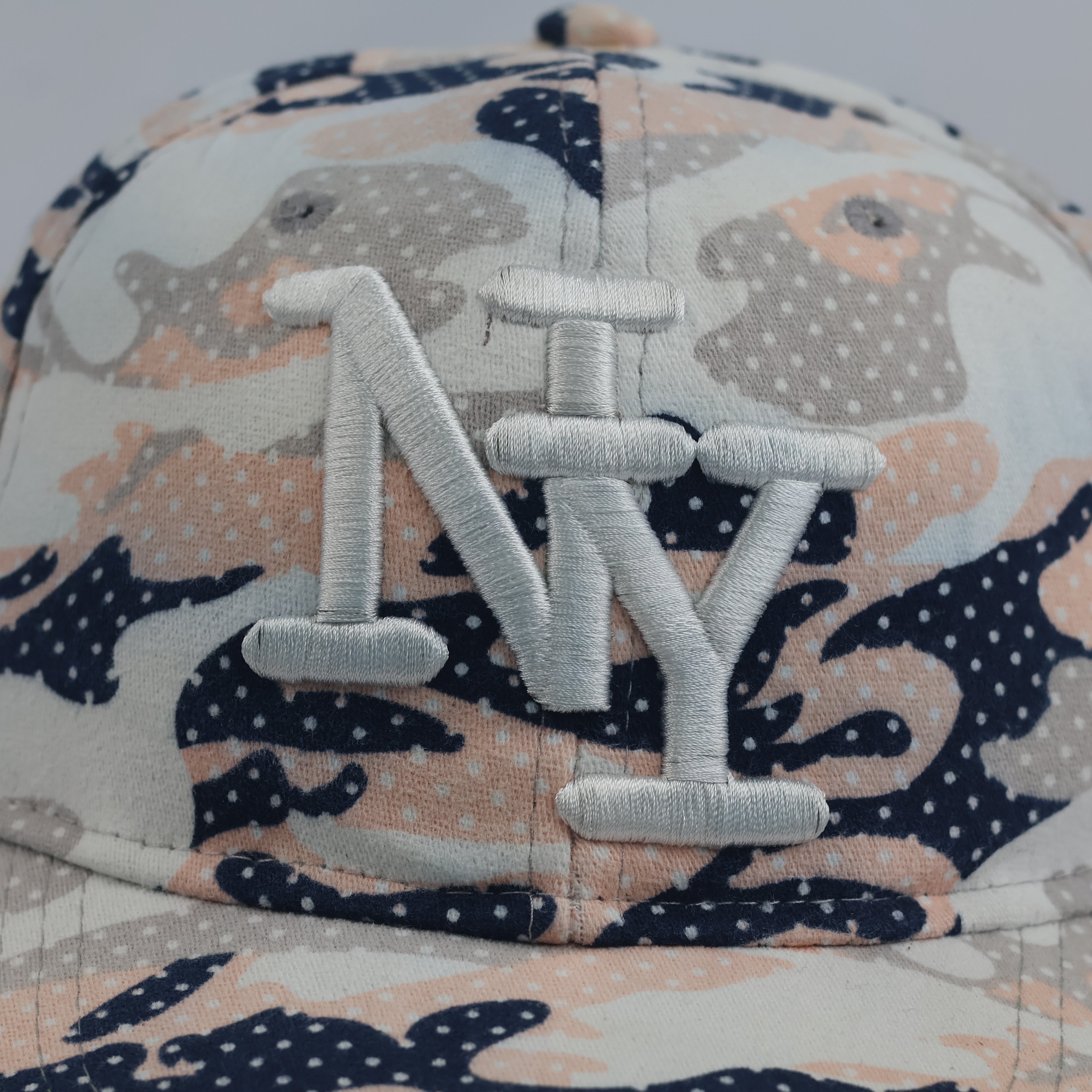 Vintage NY Embroidered Pink Camo Snapback Hat | Camouflage Flat Brim Cap