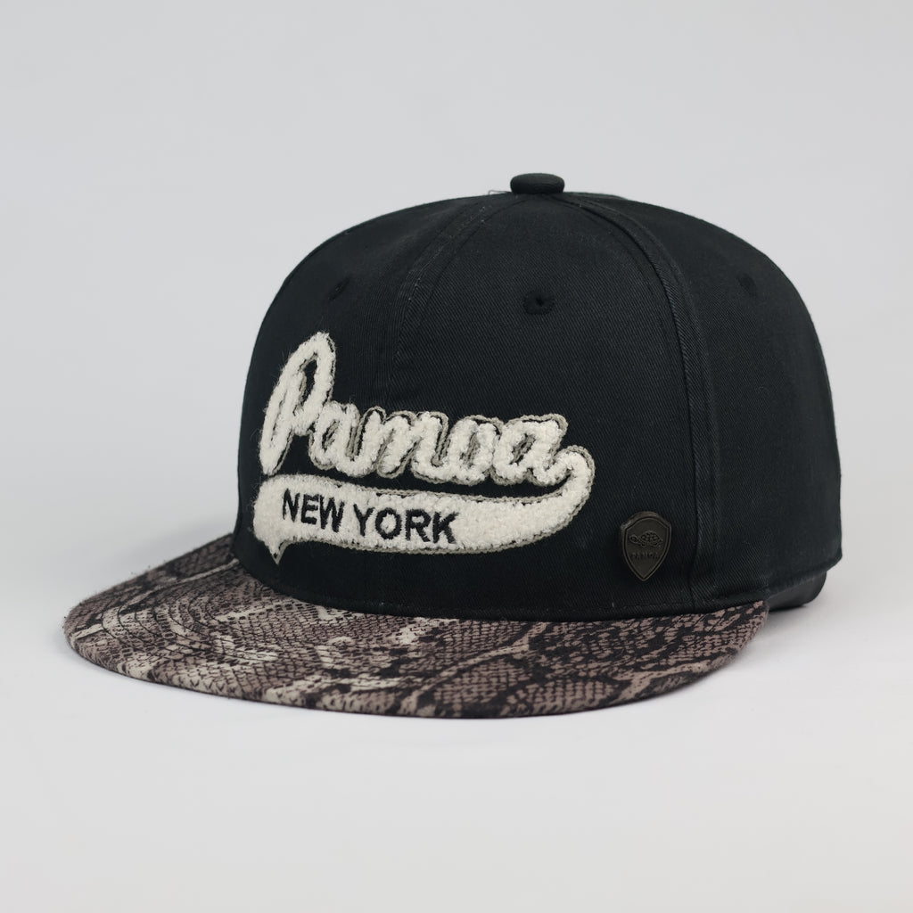 Vintage Pamoa "Premium Headwear" Black Cap - Snakeskin Pattern Brim