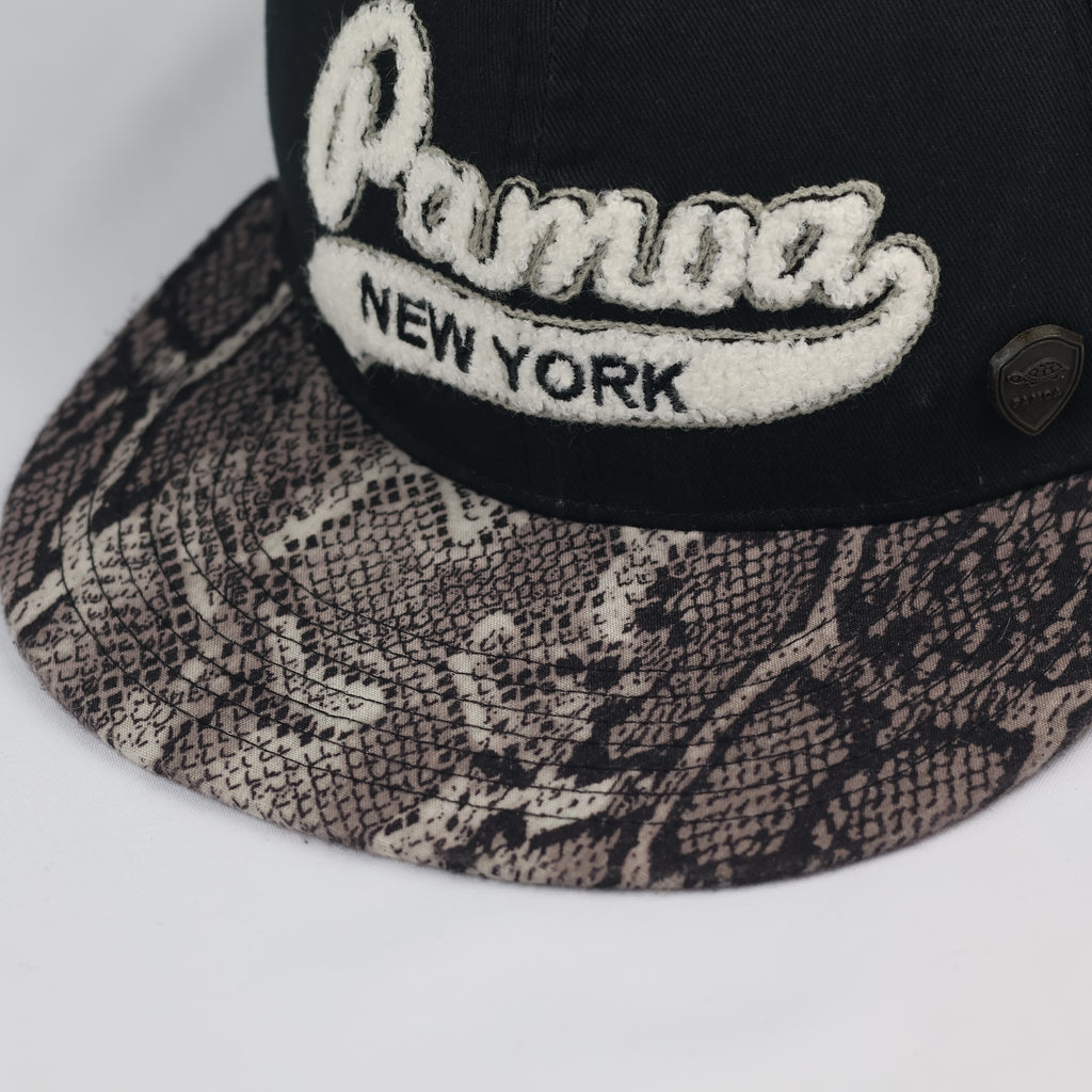 Vintage Pamoa "Premium Headwear" Black Cap - Snakeskin Pattern Brim