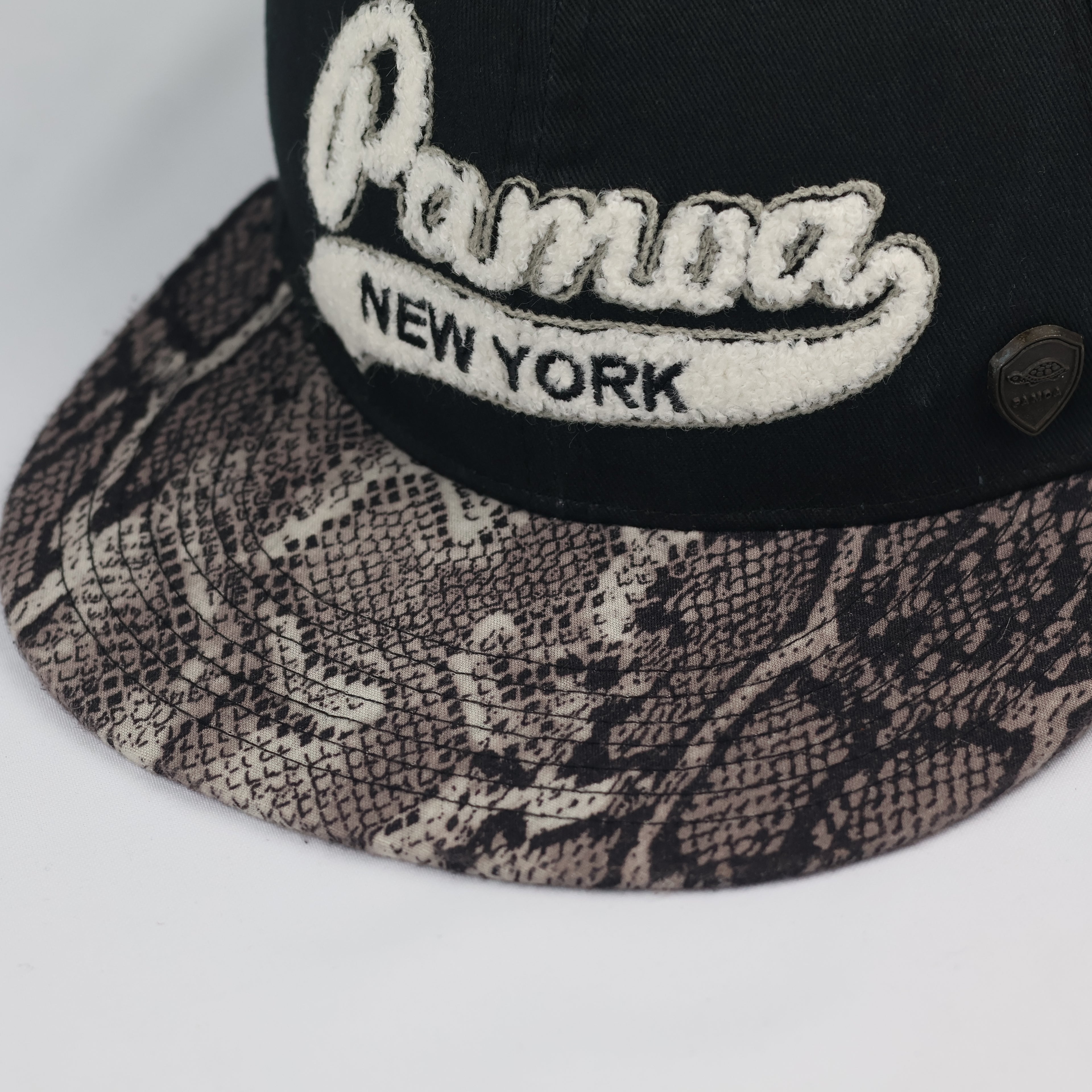 Vintage Pamoa "Premium Headwear" Black Cap - Snakeskin Pattern Brim