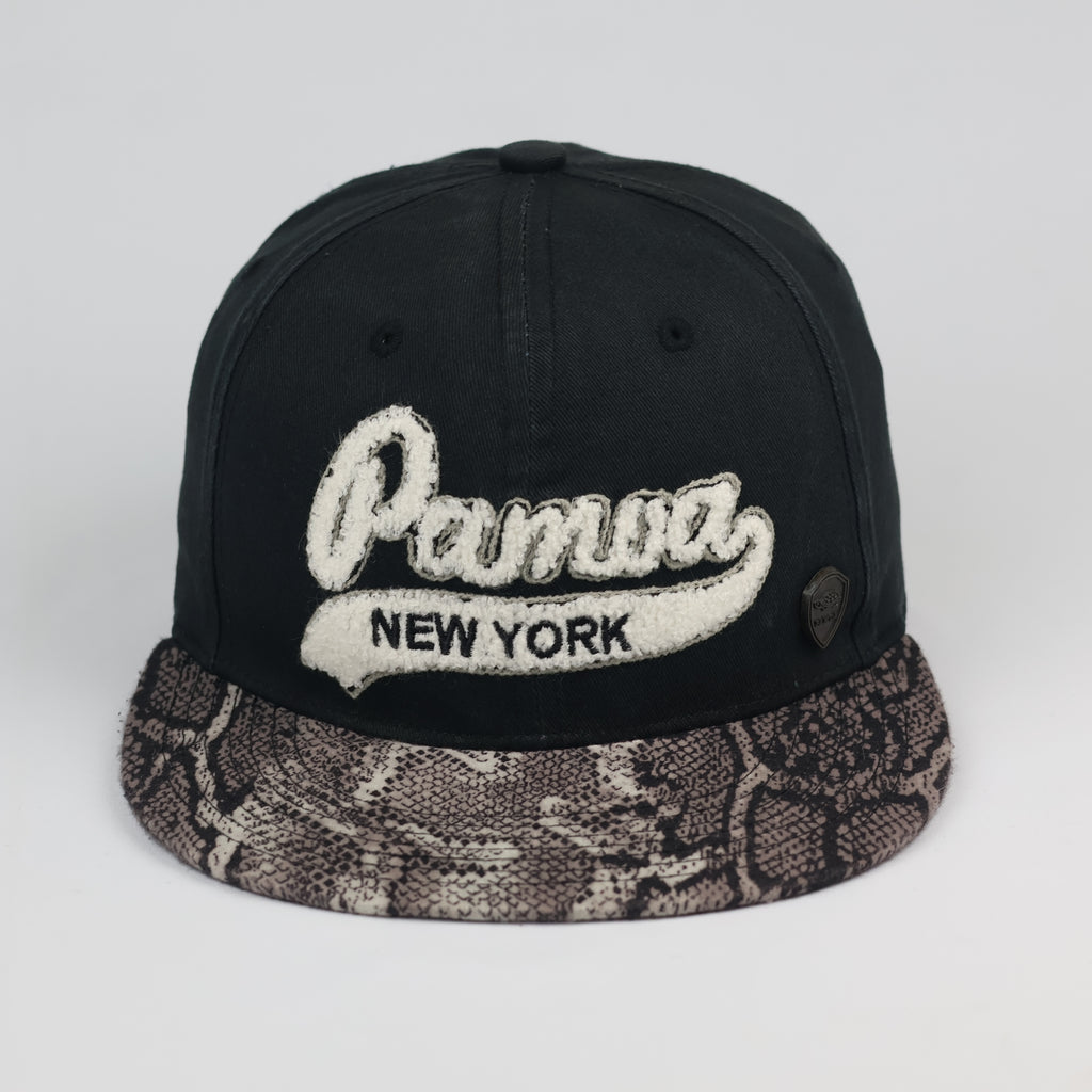 Vintage Pamoa "Premium Headwear" Black Cap - Snakeskin Pattern Brim