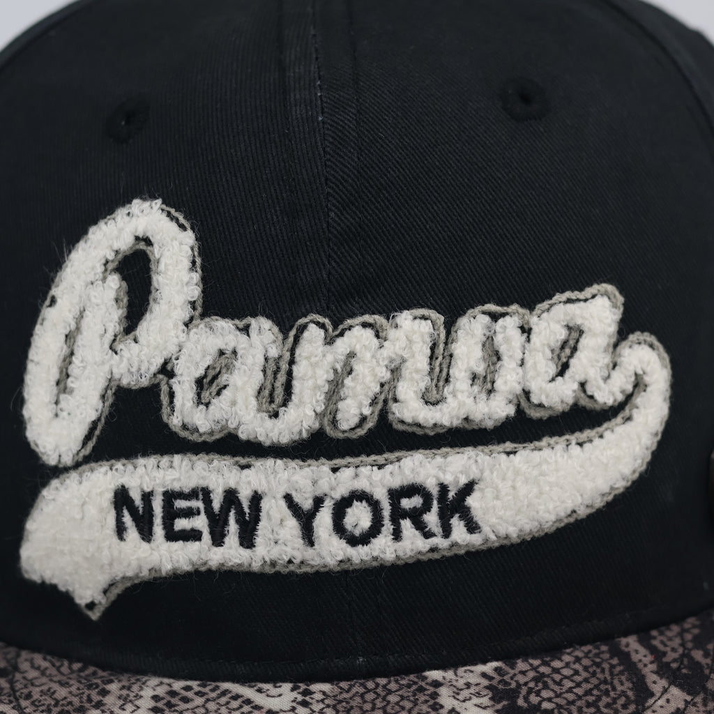 Vintage Pamoa "Premium Headwear" Black Cap - Snakeskin Pattern Brim
