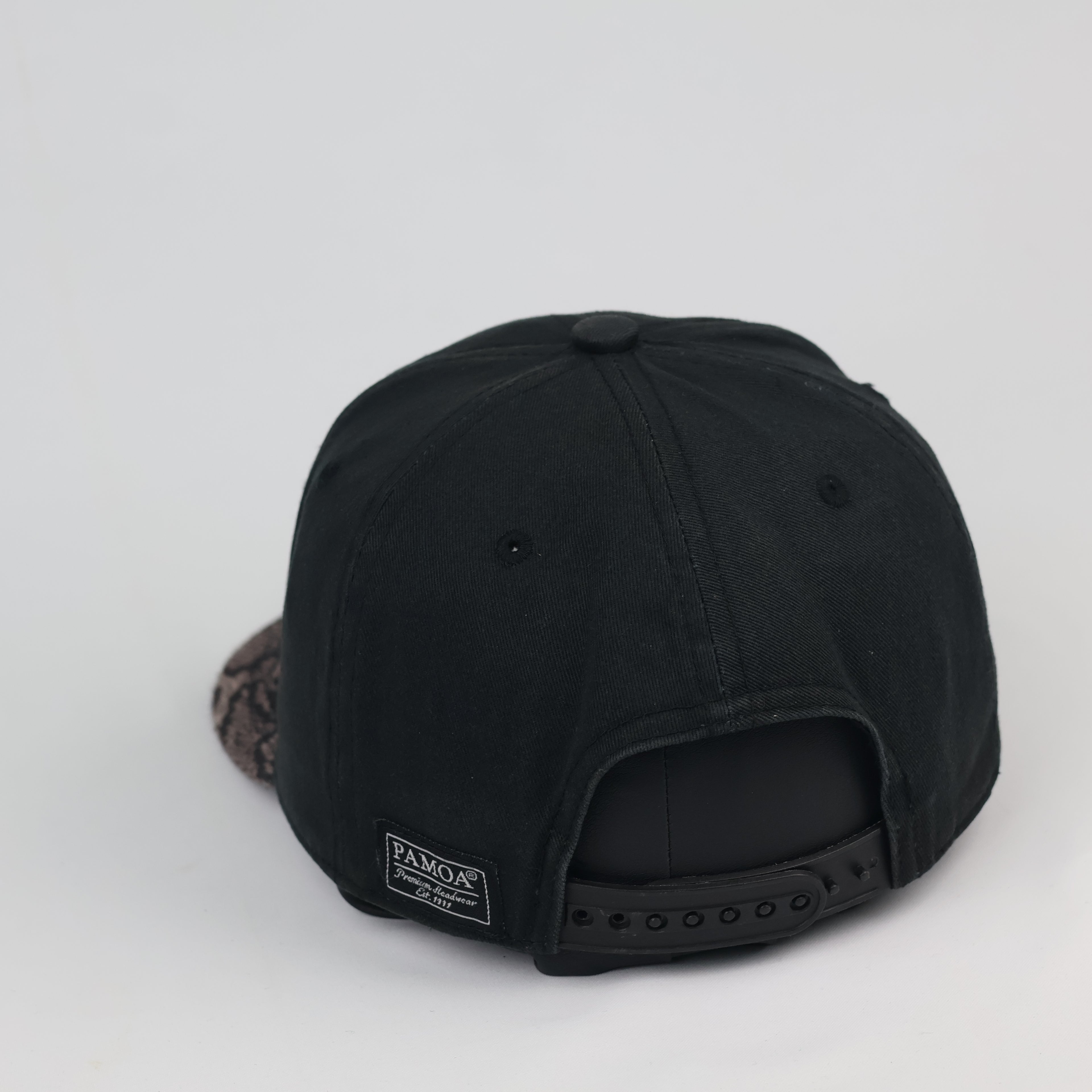 Vintage Pamoa "Premium Headwear" Black Cap - Snakeskin Pattern Brim