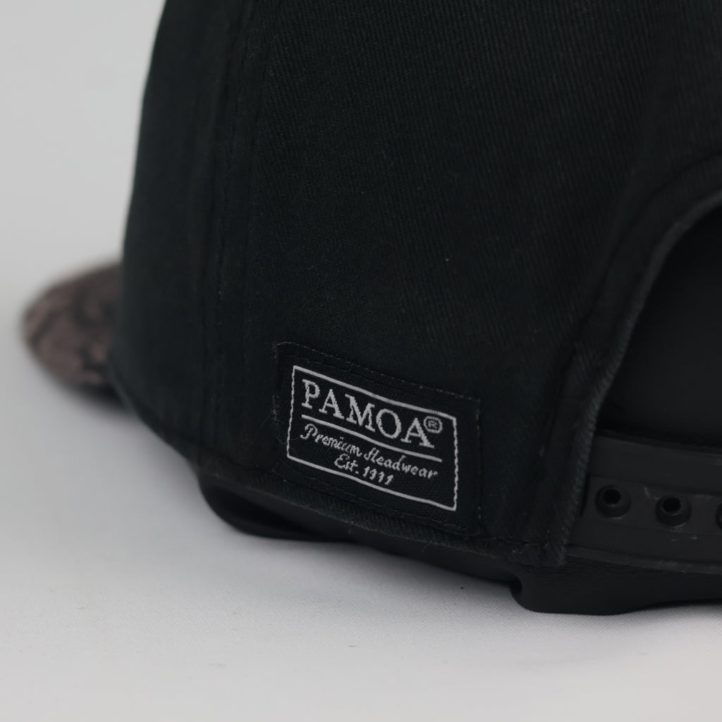 Vintage Pamoa "Premium Headwear" Black Cap - Snakeskin Pattern Brim