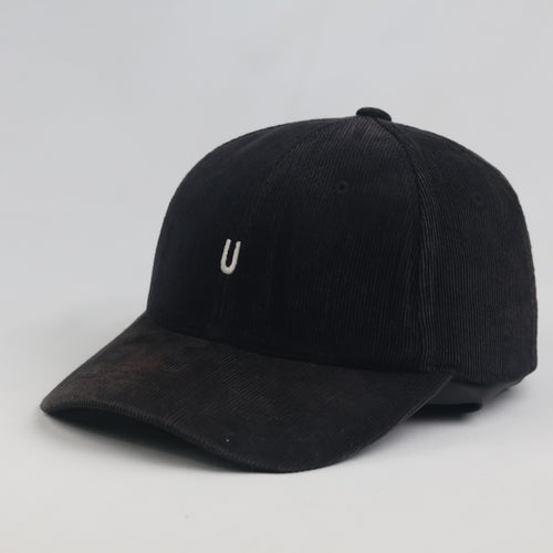Thrifted Undercontrol UDC Black Fine-Wale Corduroy Strapback Cap (56-58 cm)