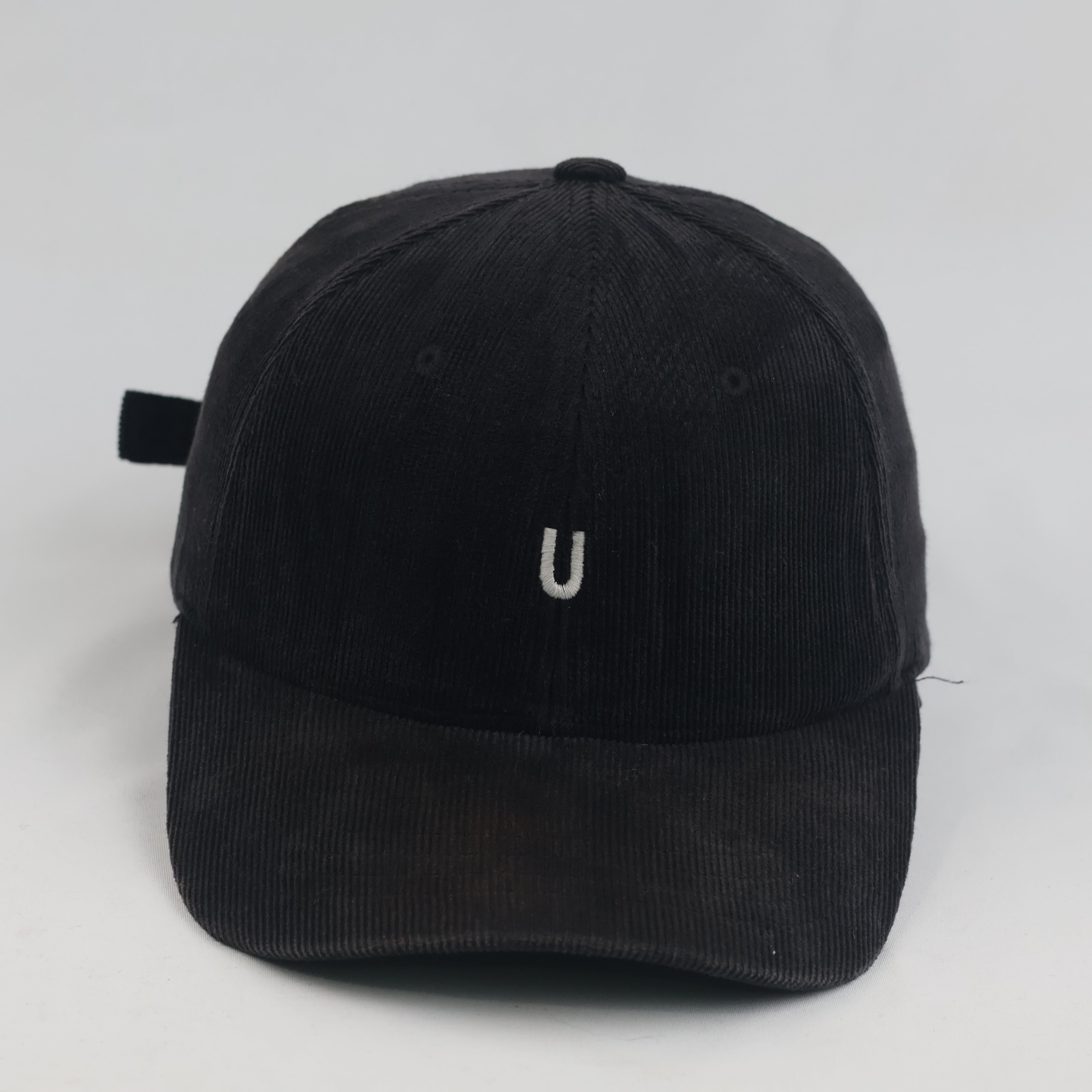 Thrifted Undercontrol UDC Black Fine-Wale Corduroy Strapback Cap (56-58 cm)