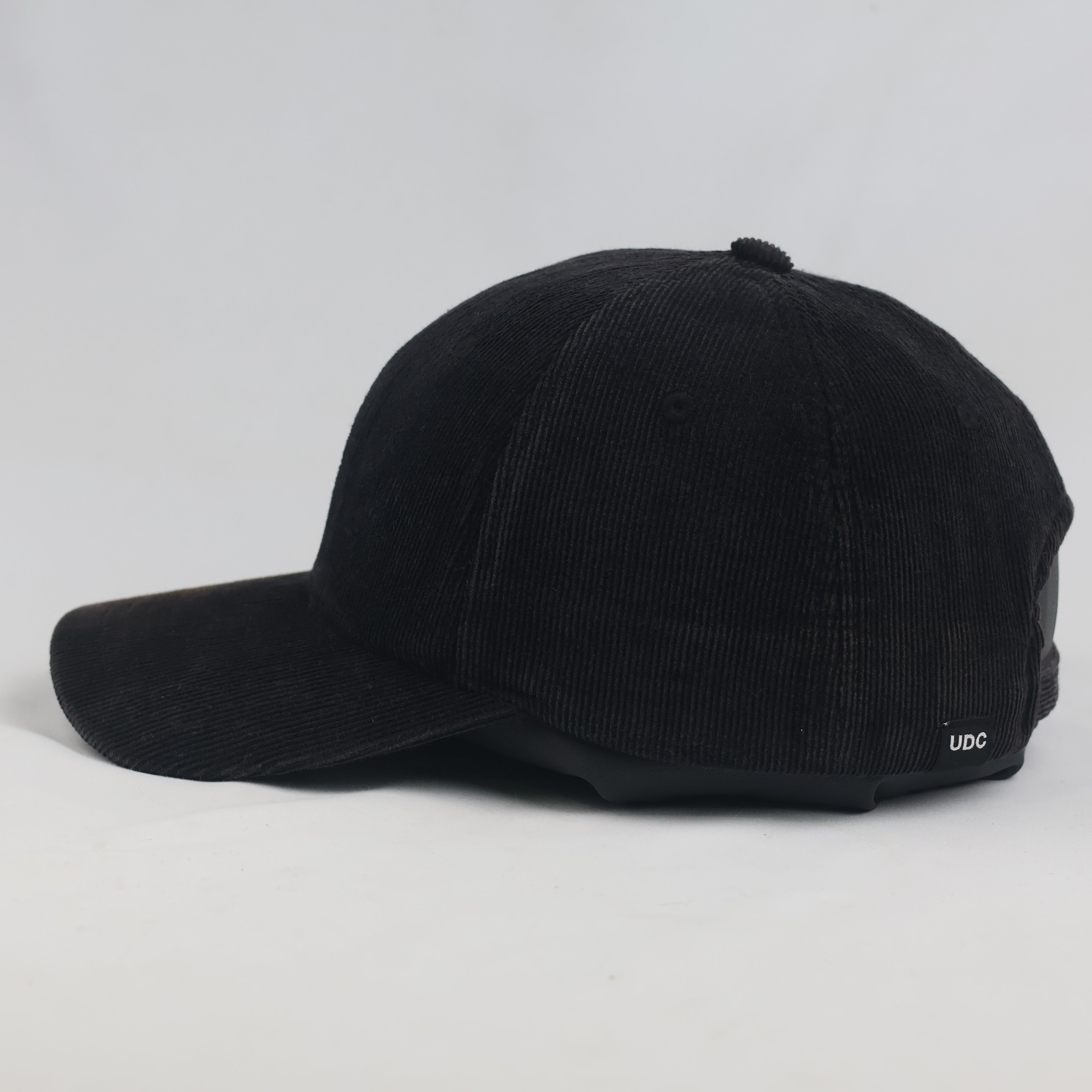 Thrifted Undercontrol UDC Black Fine-Wale Corduroy Strapback Cap (56-58 cm)