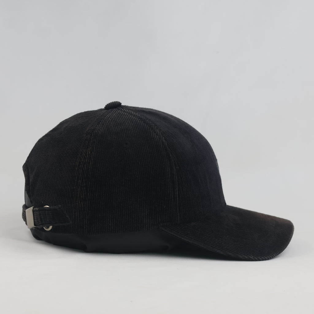 Thrifted Undercontrol UDC Black Fine-Wale Corduroy Strapback Cap (56-58 cm)