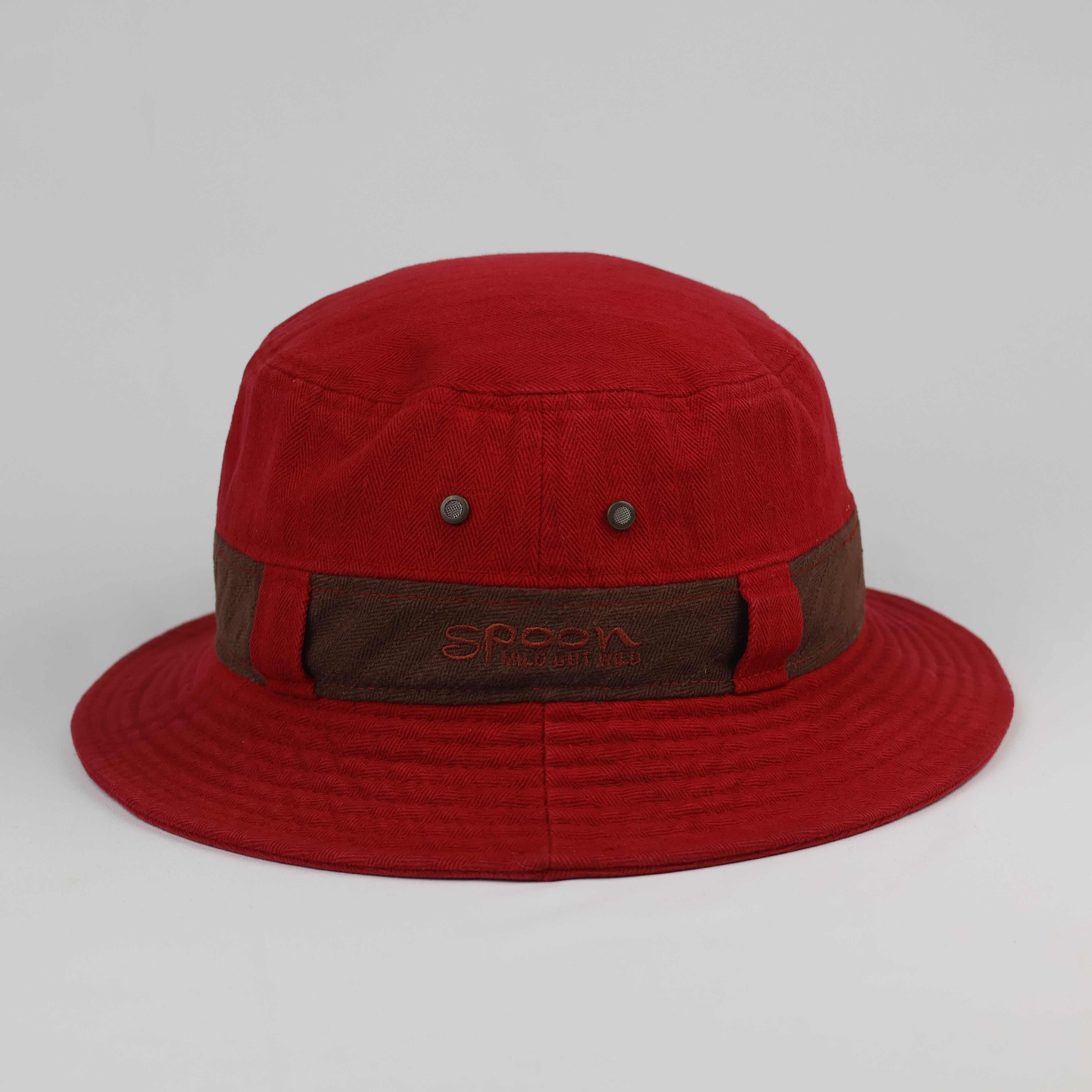 SPOON "Mild But Wild" Thrifted Red Cotton Bucket Hat - Size 57cm