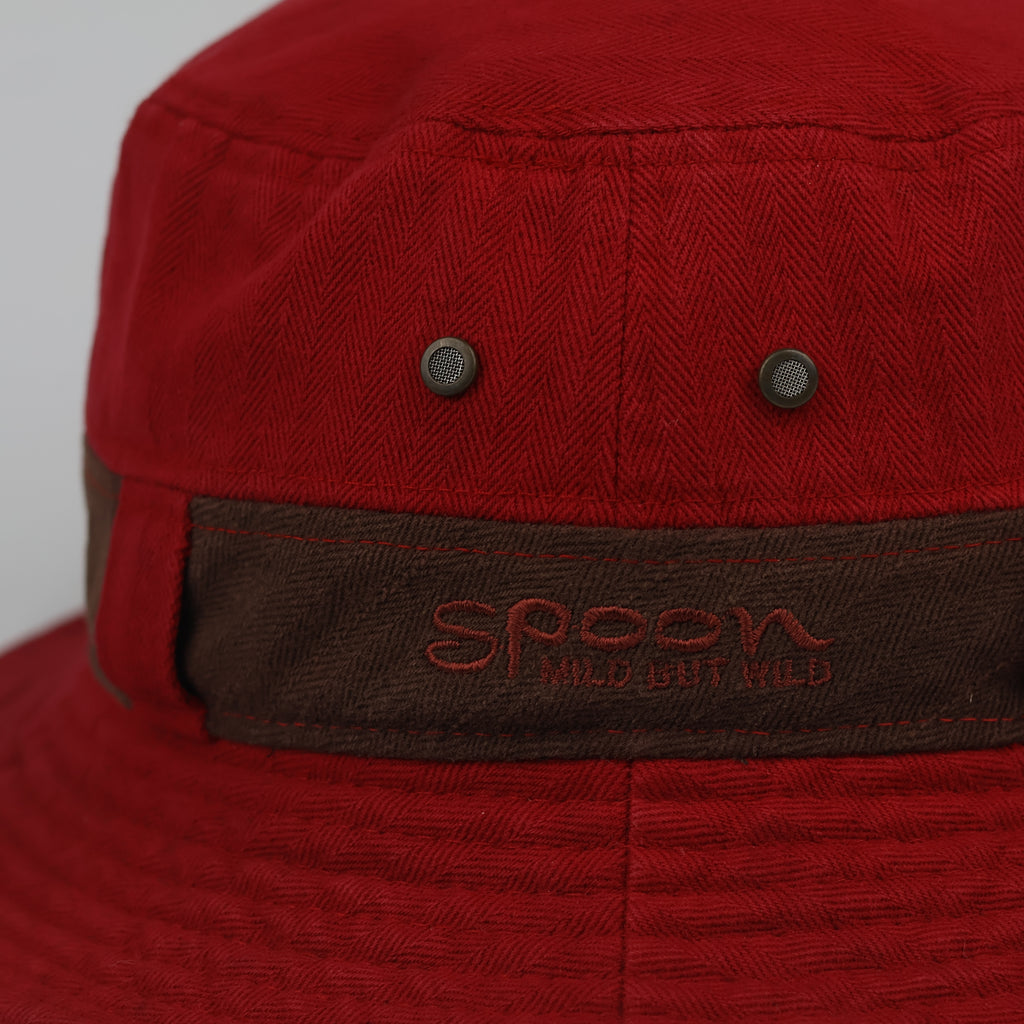SPOON "Mild But Wild" Thrifted Red Cotton Bucket Hat - Size 57cm