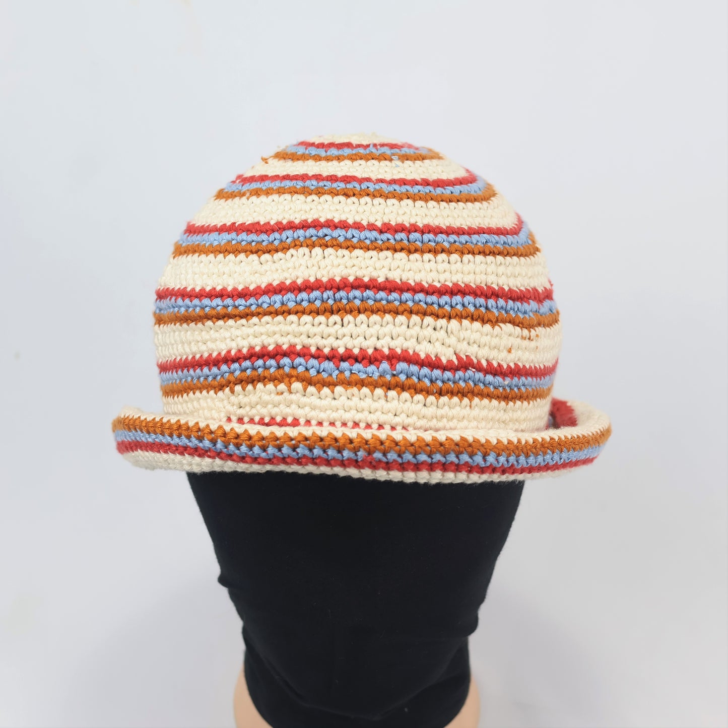 ZARA Striped Crochet Cloche Thrifted Hat – Boho Chic Winter Knitwear