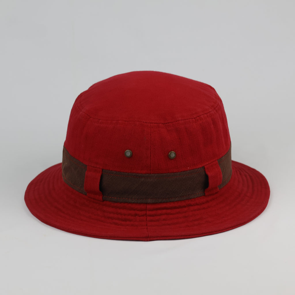 SPOON "Mild But Wild" Thrifted Red Cotton Bucket Hat - Size 57cm
