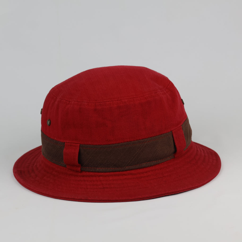 SPOON "Mild But Wild" Thrifted Red Cotton Bucket Hat - Size 57cm