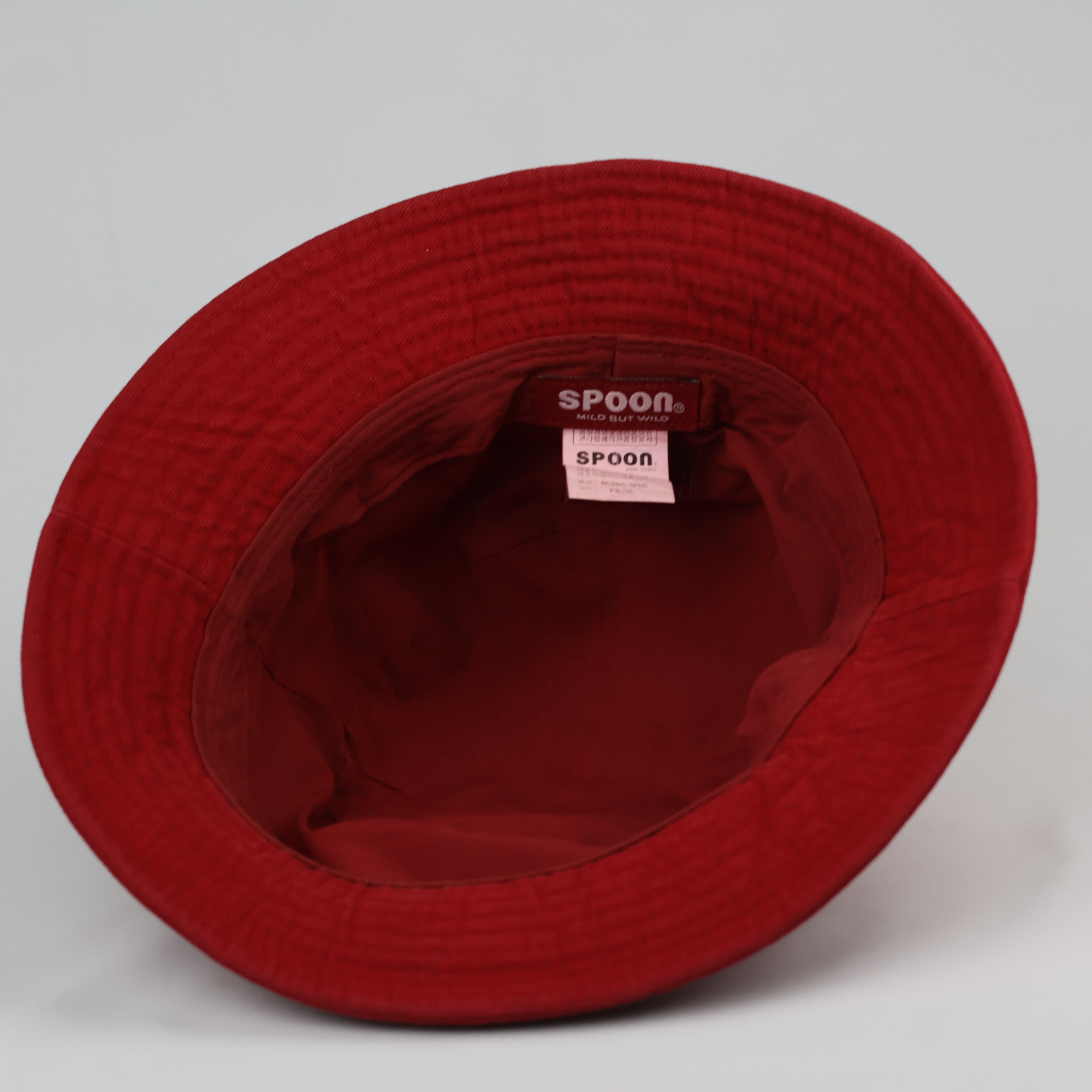 SPOON "Mild But Wild" Thrifted Red Cotton Bucket Hat - Size 57cm
