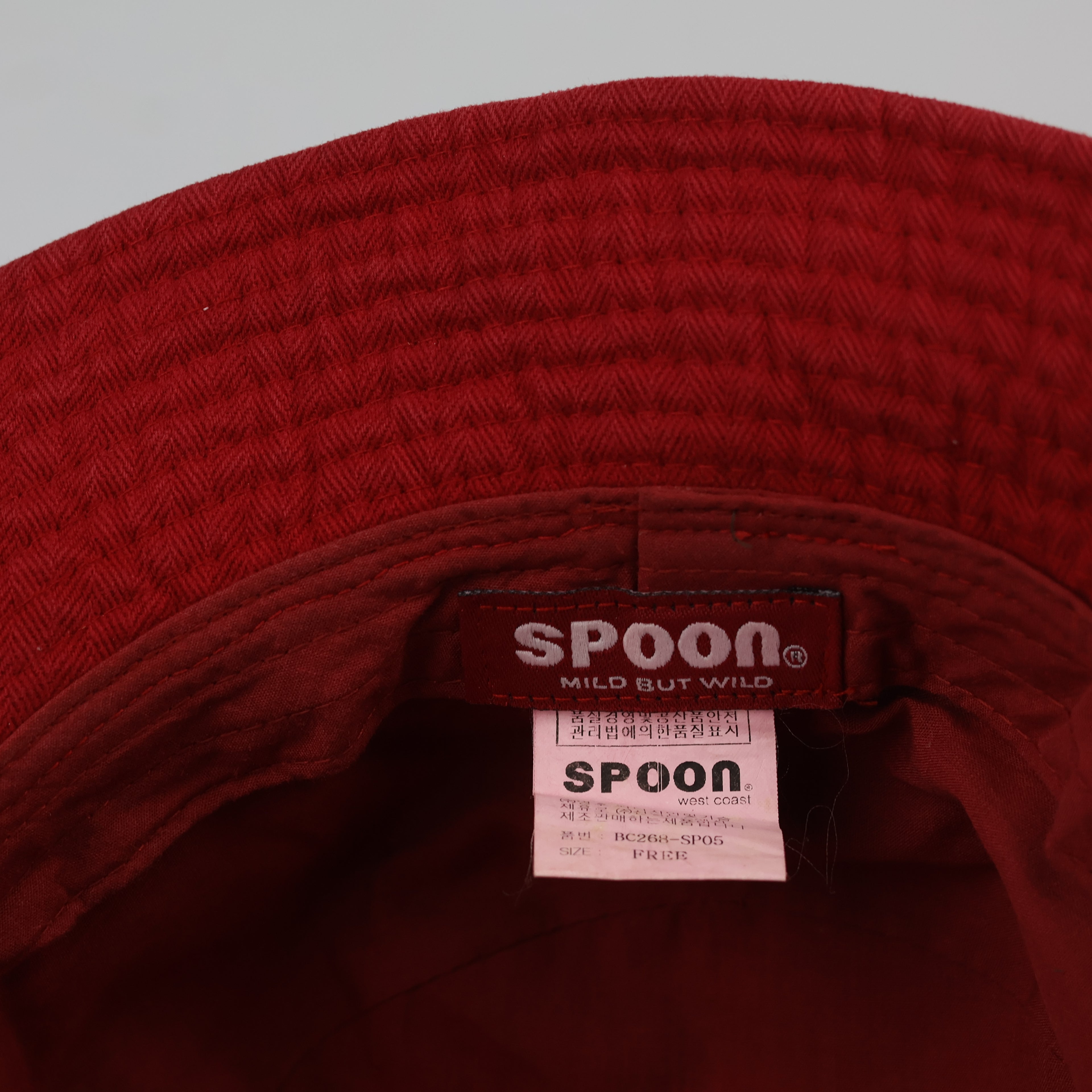 SPOON "Mild But Wild" Thrifted Red Cotton Bucket Hat - Size 57cm
