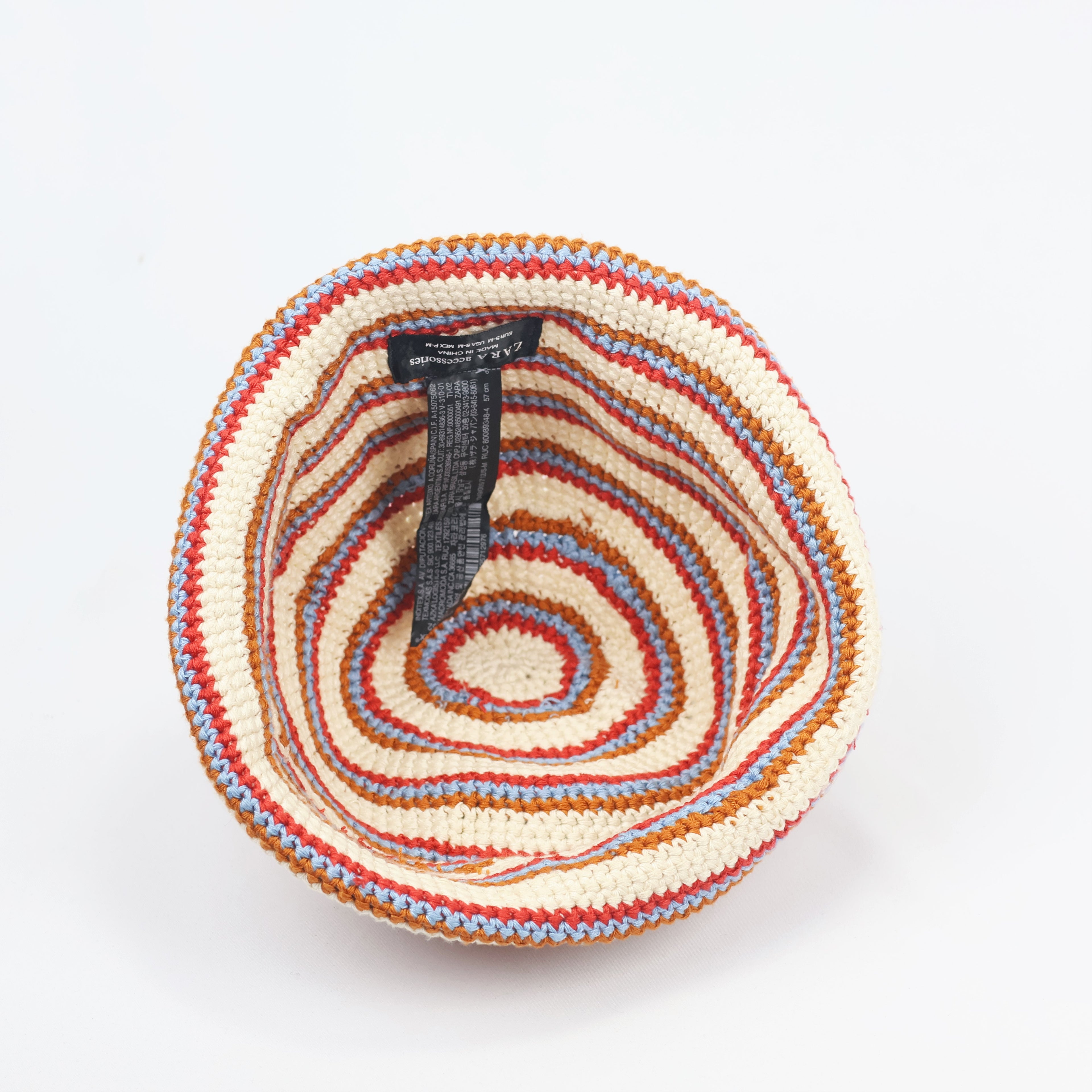 ZARA Striped Crochet Cloche Thrifted Hat – Boho Chic Winter Knitwear