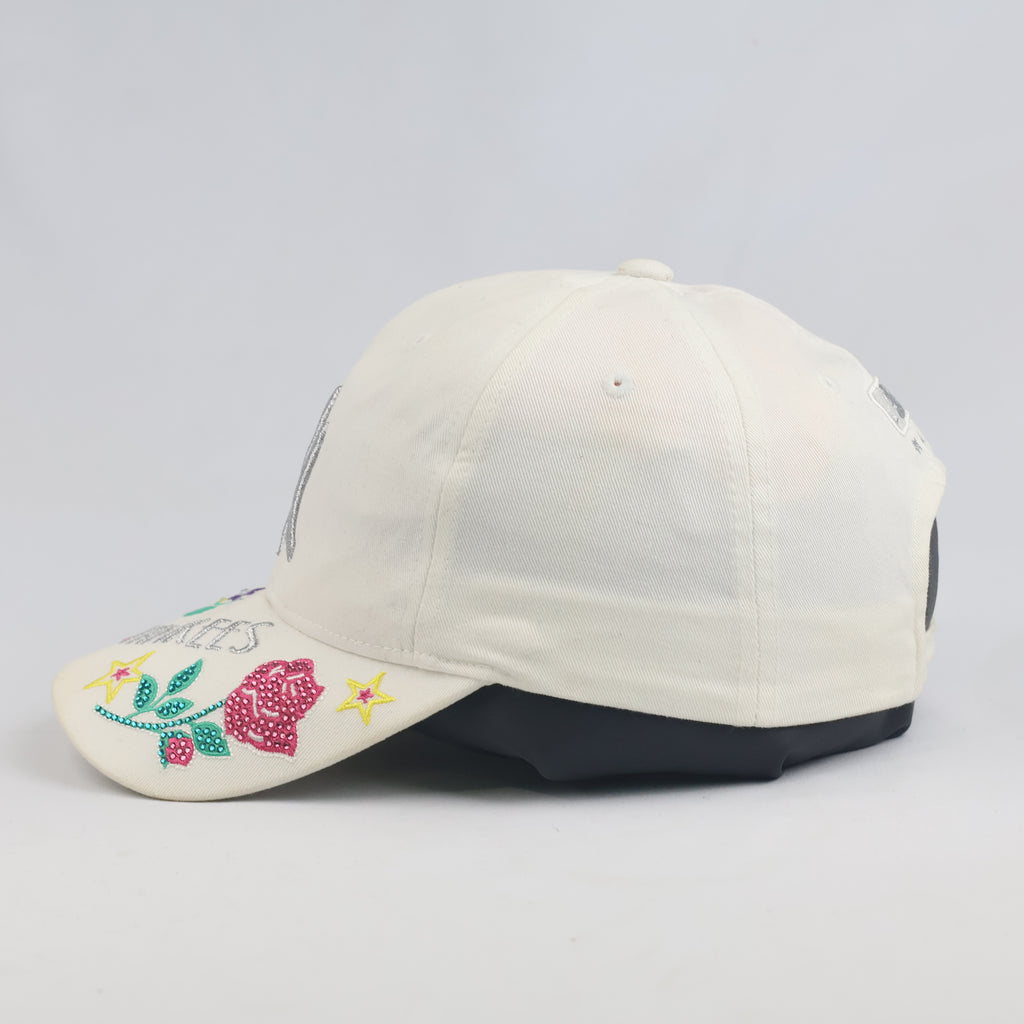 Thrifted MLB New York Yankees Off-White Floral Doodle Cap (56-58 cm)