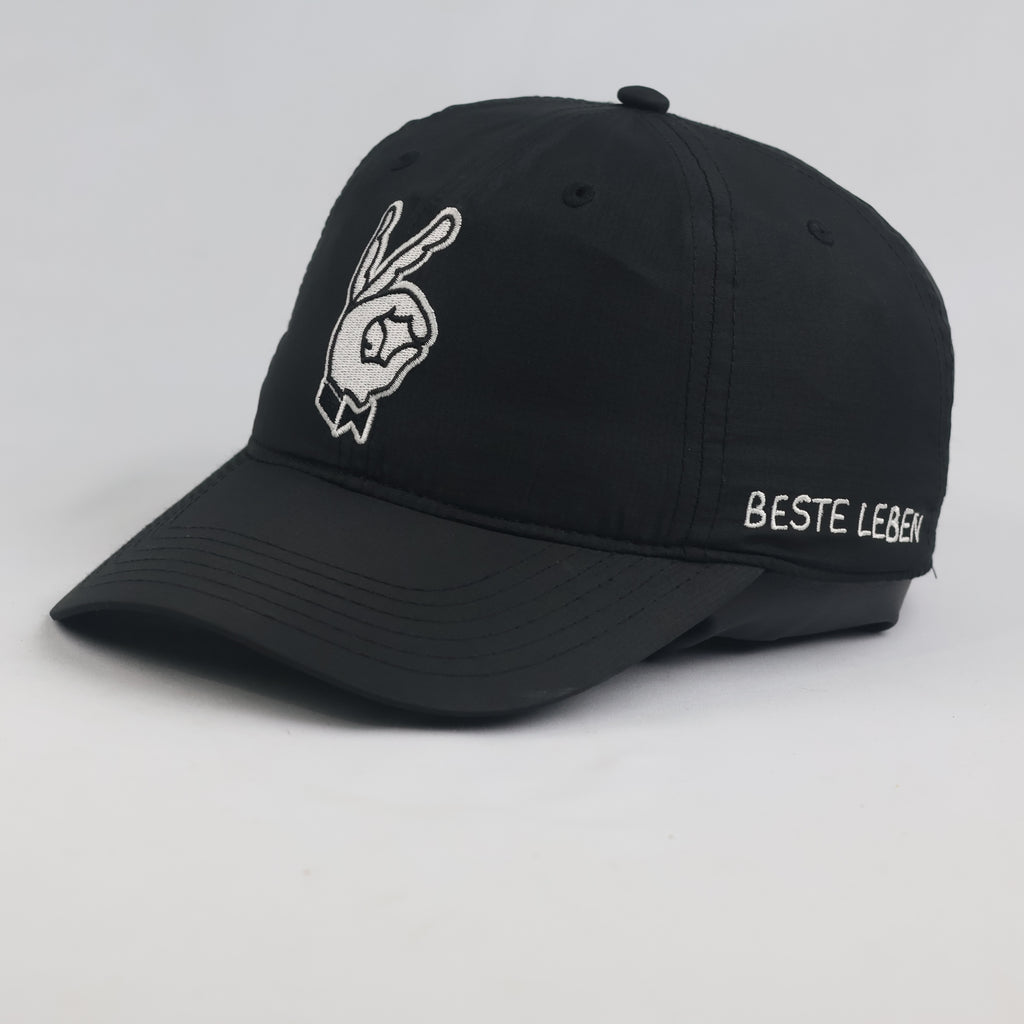 Thrifted Team Platin Black Peace Hand Graphic Strapback Hat