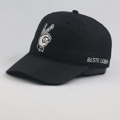Thrifted Team Platin Black Peace Hand Graphic Strapback Hat