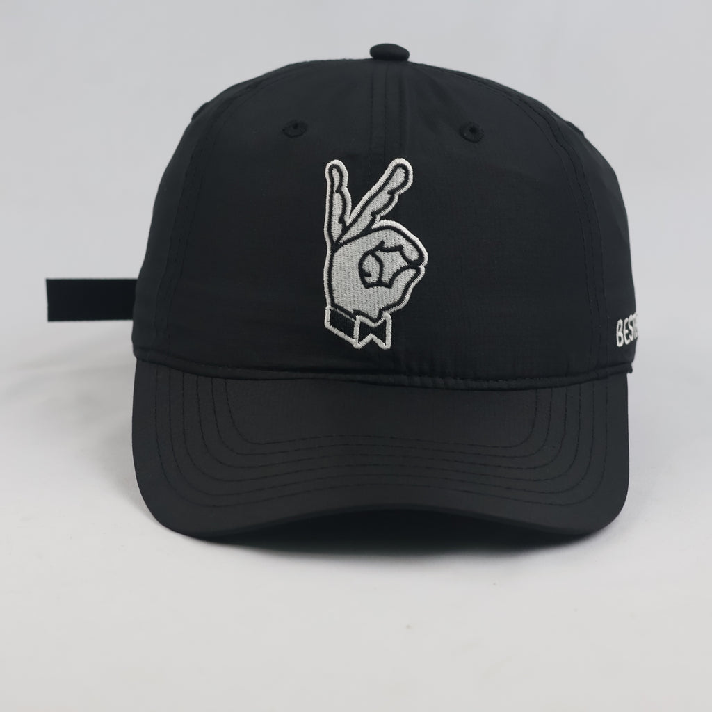 Thrifted Team Platin Black Peace Hand Graphic Strapback Hat