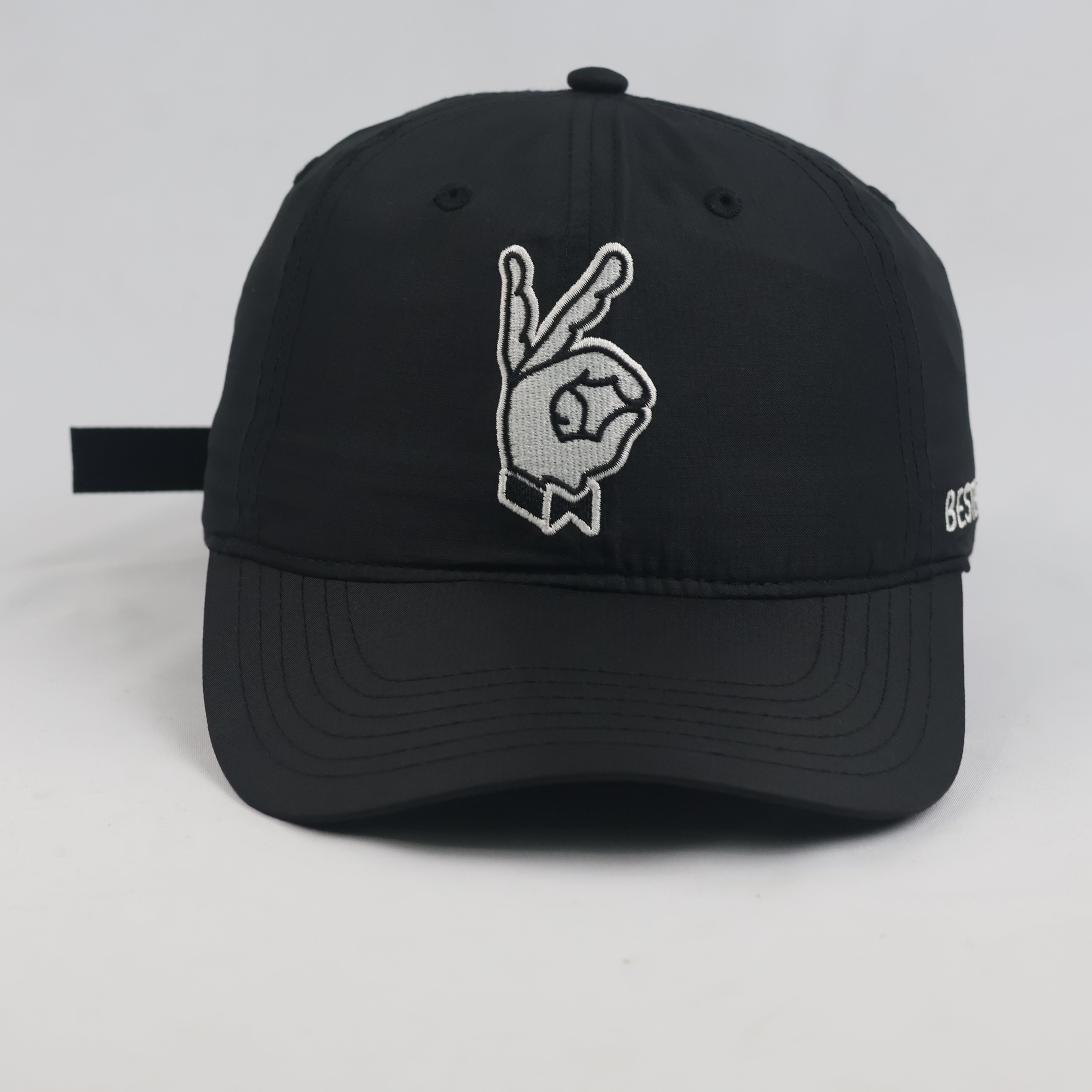 Thrifted Team Platin Black Peace Hand Graphic Strapback Hat