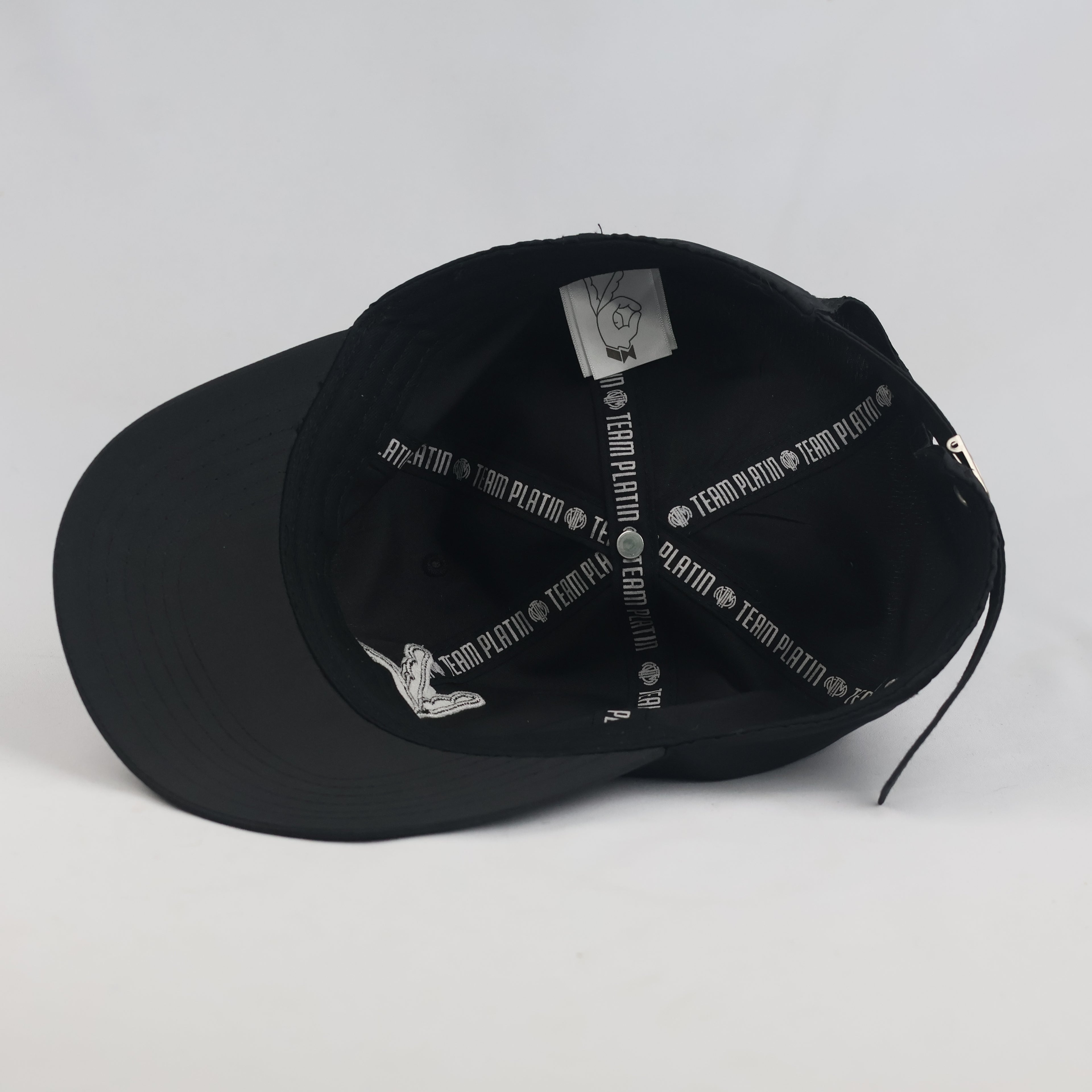 Thrifted Team Platin Black Peace Hand Graphic Strapback Hat